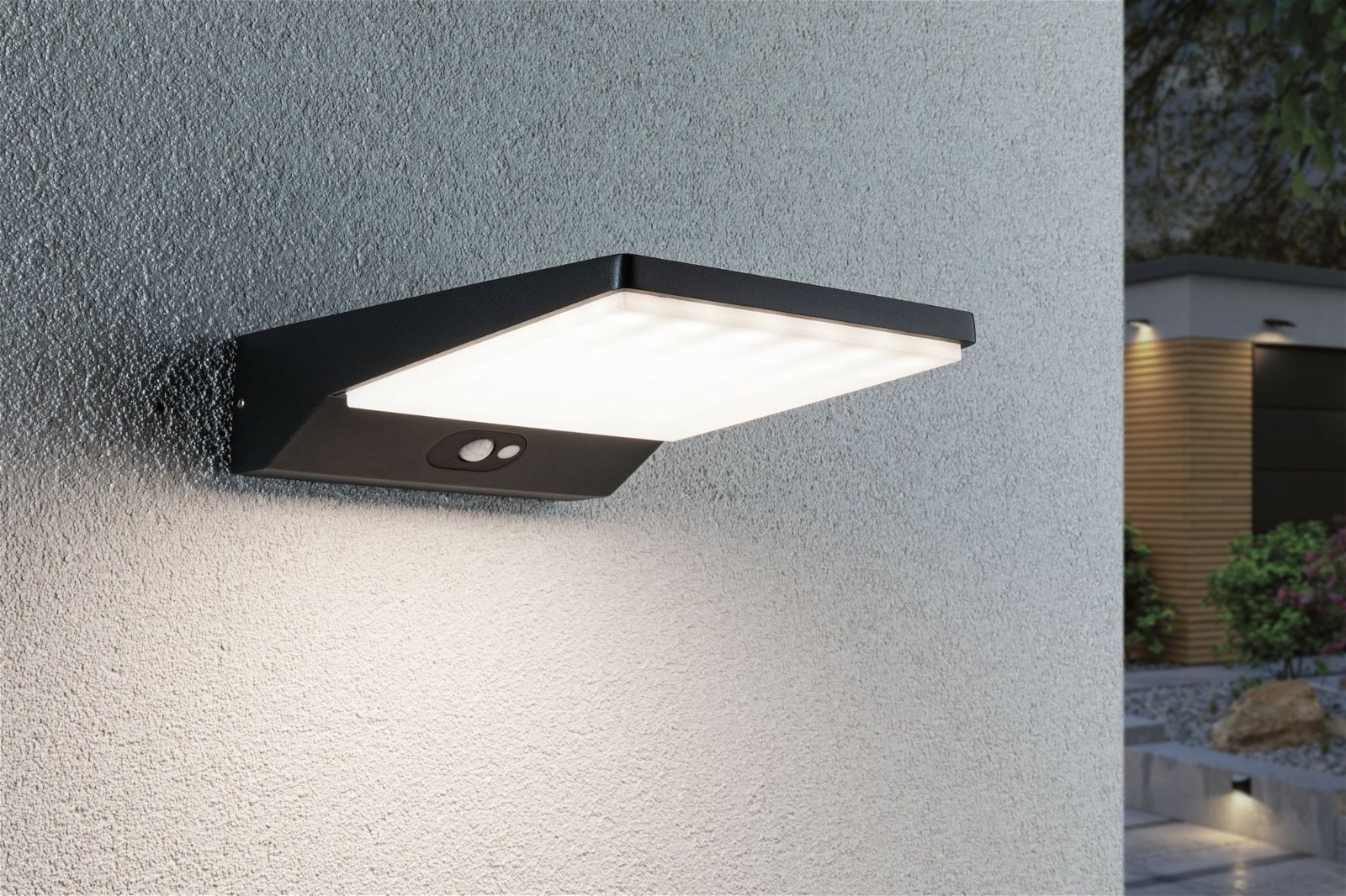Paulmann LED Außen-Wandleuchte »Ronea IP44 180x250mm 3000K 10,5W 680lm 230V Dunkelgrau Aluminium«, 1 flammig, Bewegungsmelder