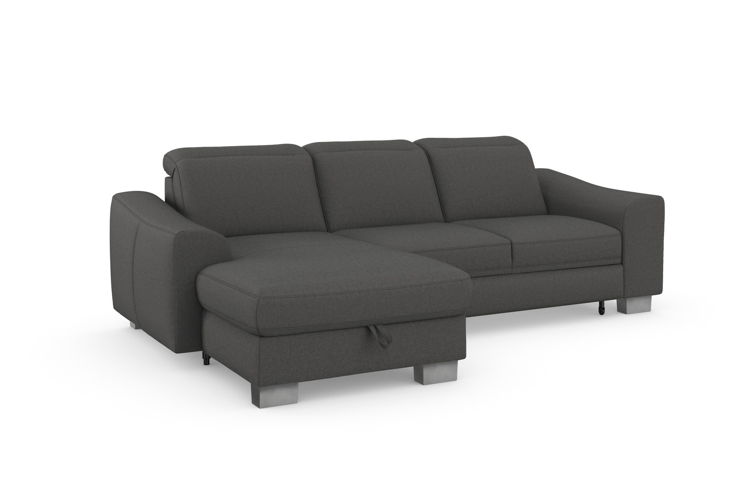 sit&more Ecksofa »Dundee L-Form«, mit Federkern und Edelstahlfüßen, wahlweise mit Kopfteilverstellung