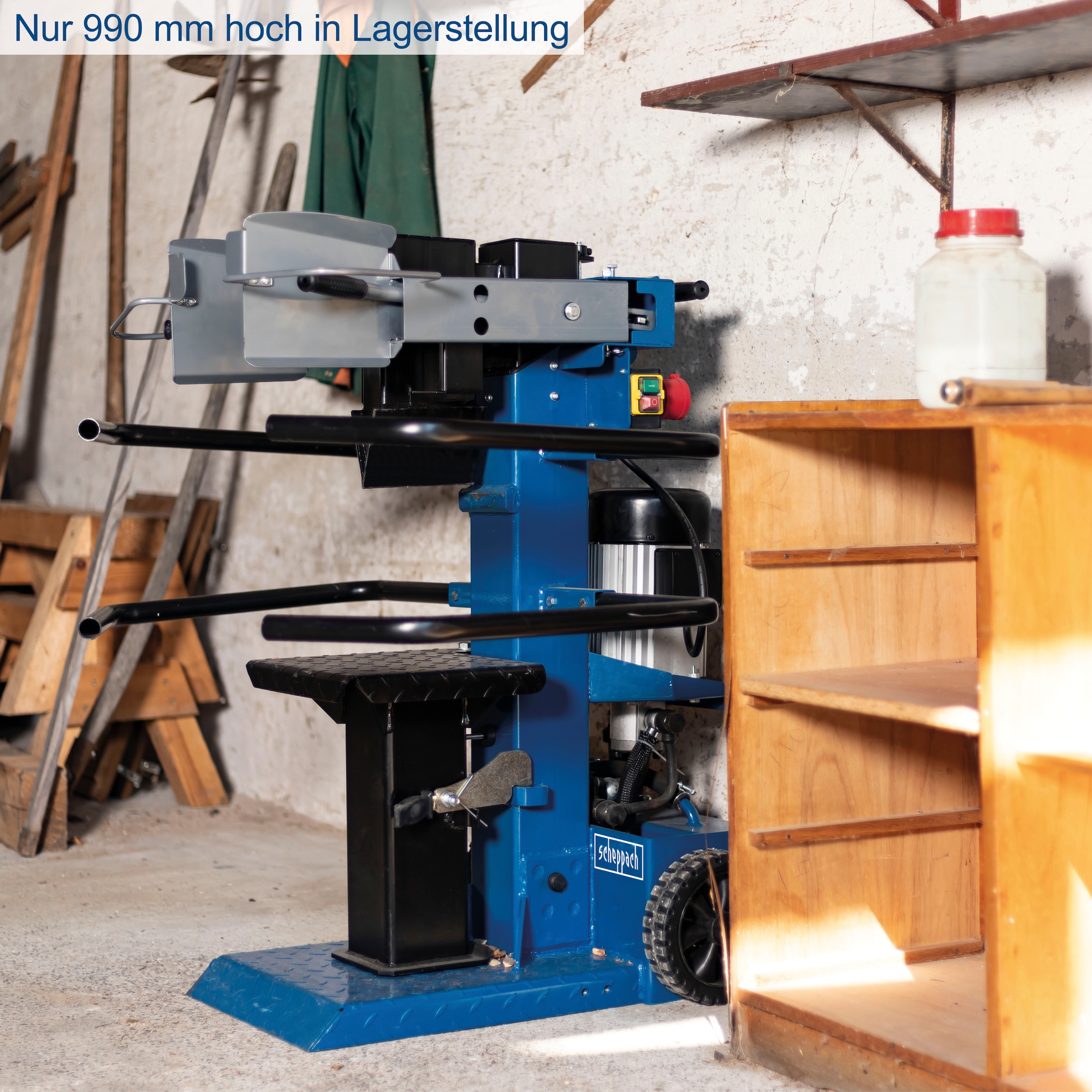 Scheppach Holzspalter »»Com 8t«, 3150 W / 3500 W, Patentierte Spalttechnik«, einziger Spalter Europas unter 8 t der Meterholz spalten kann