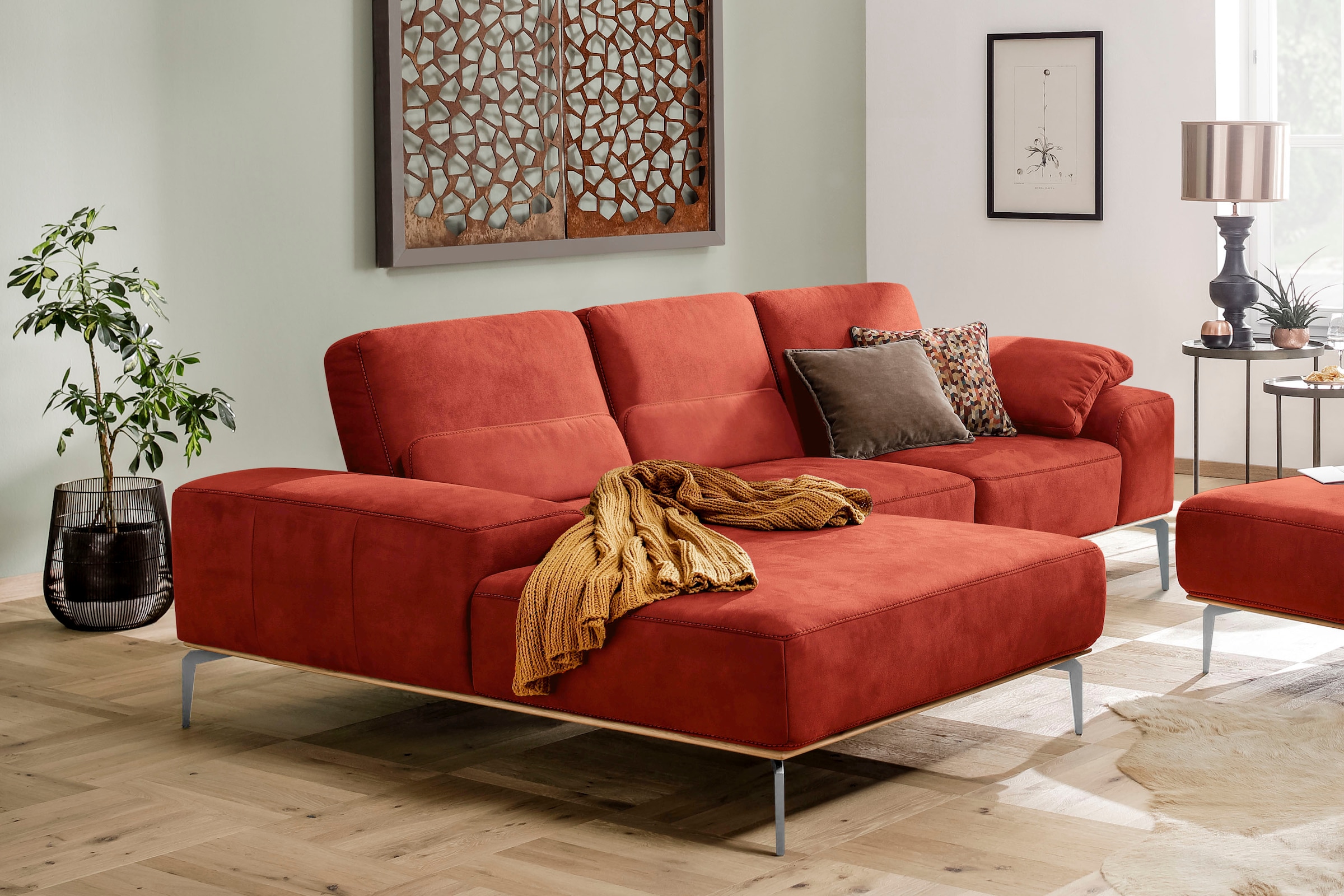 W.SCHILLIG Ecksofa "run", mit elegantem Holzsockel, Füße in Chrom glänzend, günstig online kaufen