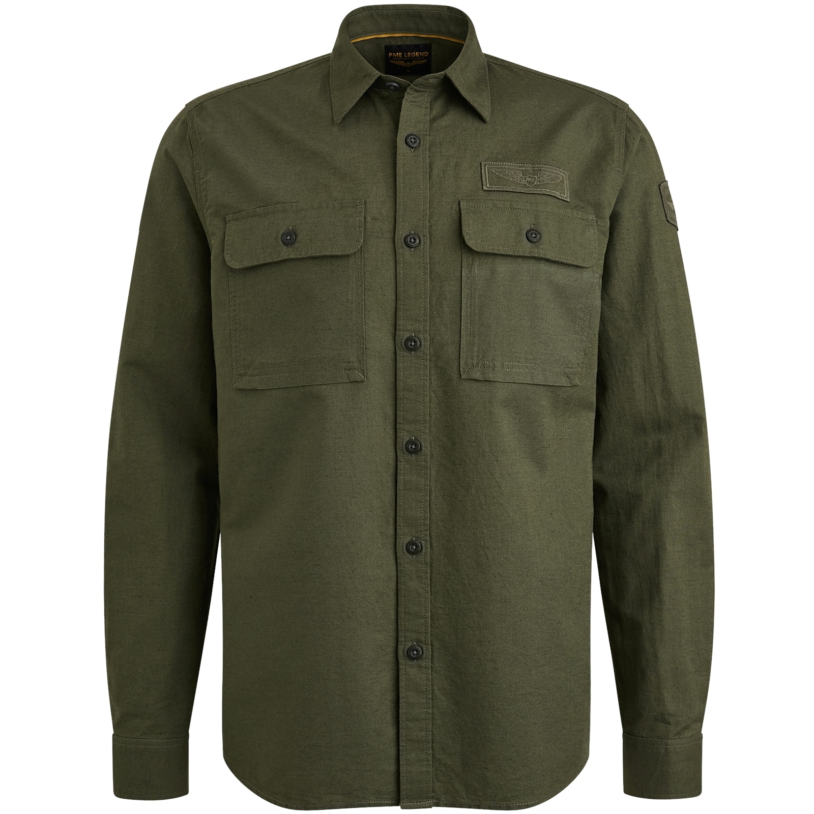 PME LEGEND Langarmhemd »Long Sleeve Shirt Cotton/linen«, mit Brusttaschen und mit Leinen