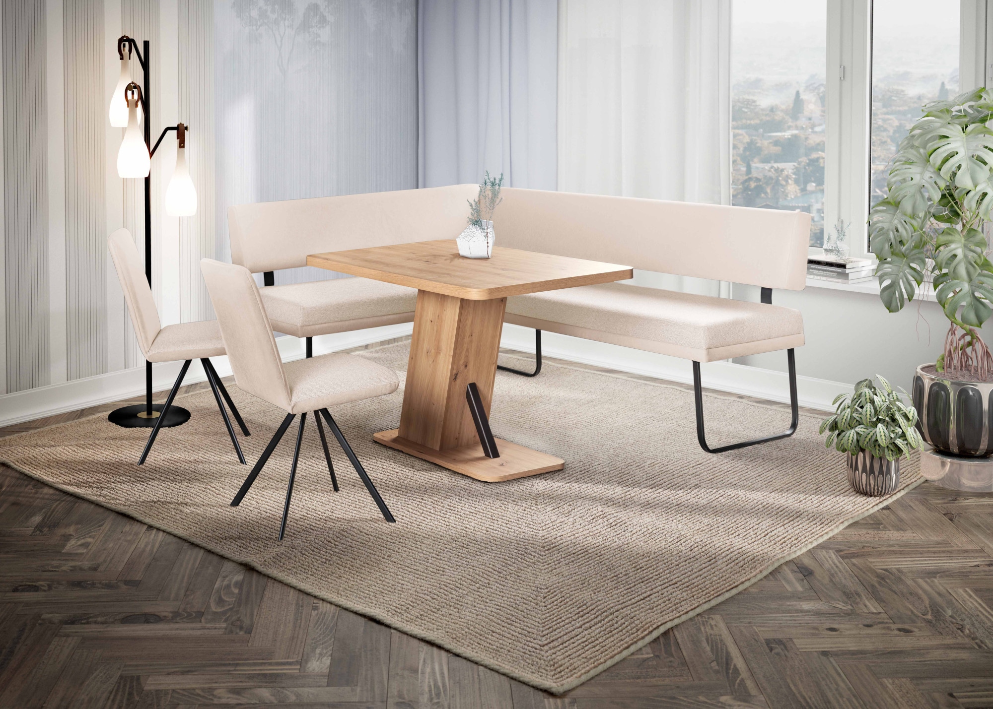 OTTO home Eckbankgruppe »Gabi Essecke, Sitzgruppe, Eckbankgruppe, Küchenbankgruppe« Set, 4tlg, 4 tlg. tlg. Gestell aus matt-schwarzem Flachmetall, stabil, 2-Stoff-Design