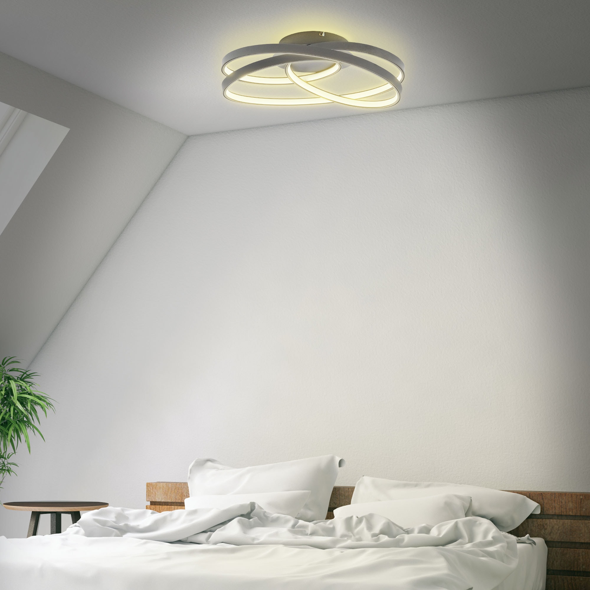 B.K.Licht LED Deckenleuchte »LED Frame-Deckenlampe, Ringleuchte, Silber, 3.000K«, 1 flammig, Leuchtmittel LED-Modul | LED fest integriert, 4.600lm, 35W, mit warmweißen Licht, IP20, B: 39,5cm
