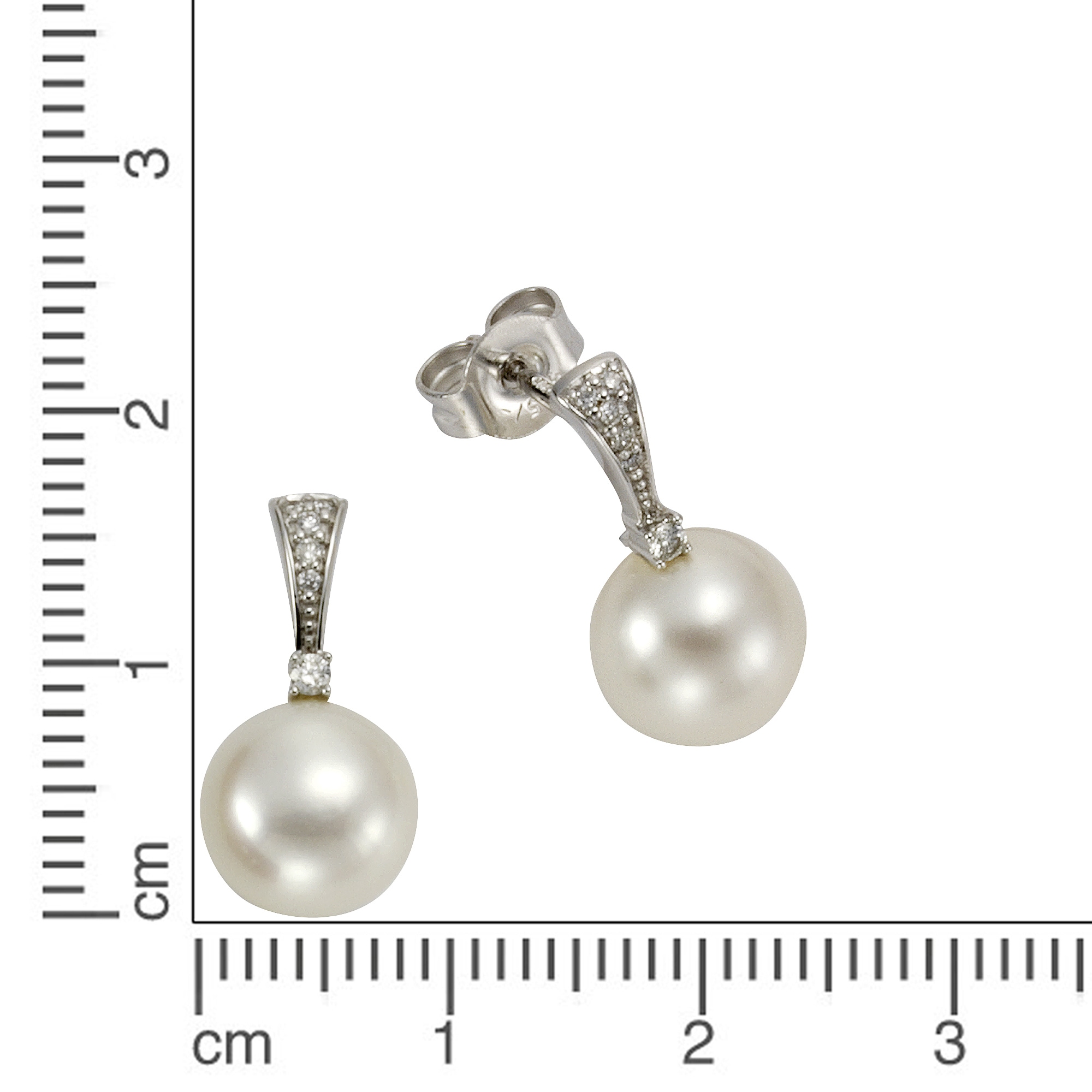 Orolino Paar Ohrstecker »Gold mit 2 weißen Perlen und 12 Brillanten zus. 0,07ct.«