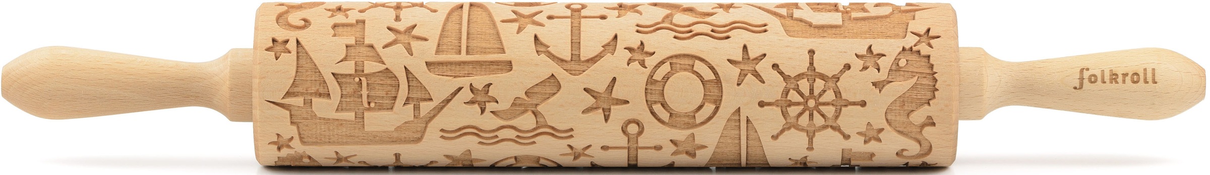 FOLKROLL Teigroller »3D-Motiv-Teigrolle« Maritim braun