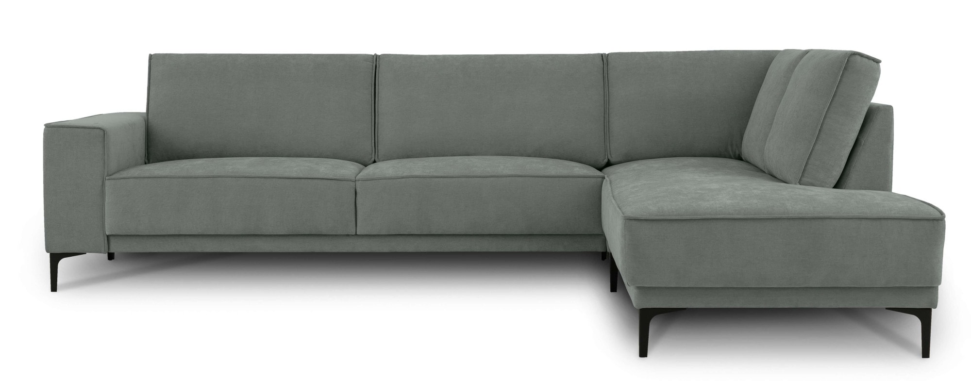Places of Style Ecksofa »Polsterecke Oland, Struktur, Flachgewebe, Luxus-Microfaser, Boucle«, L-Form, 289 cm, Wellenunterfederung, Skandi-Design, Metallfüße