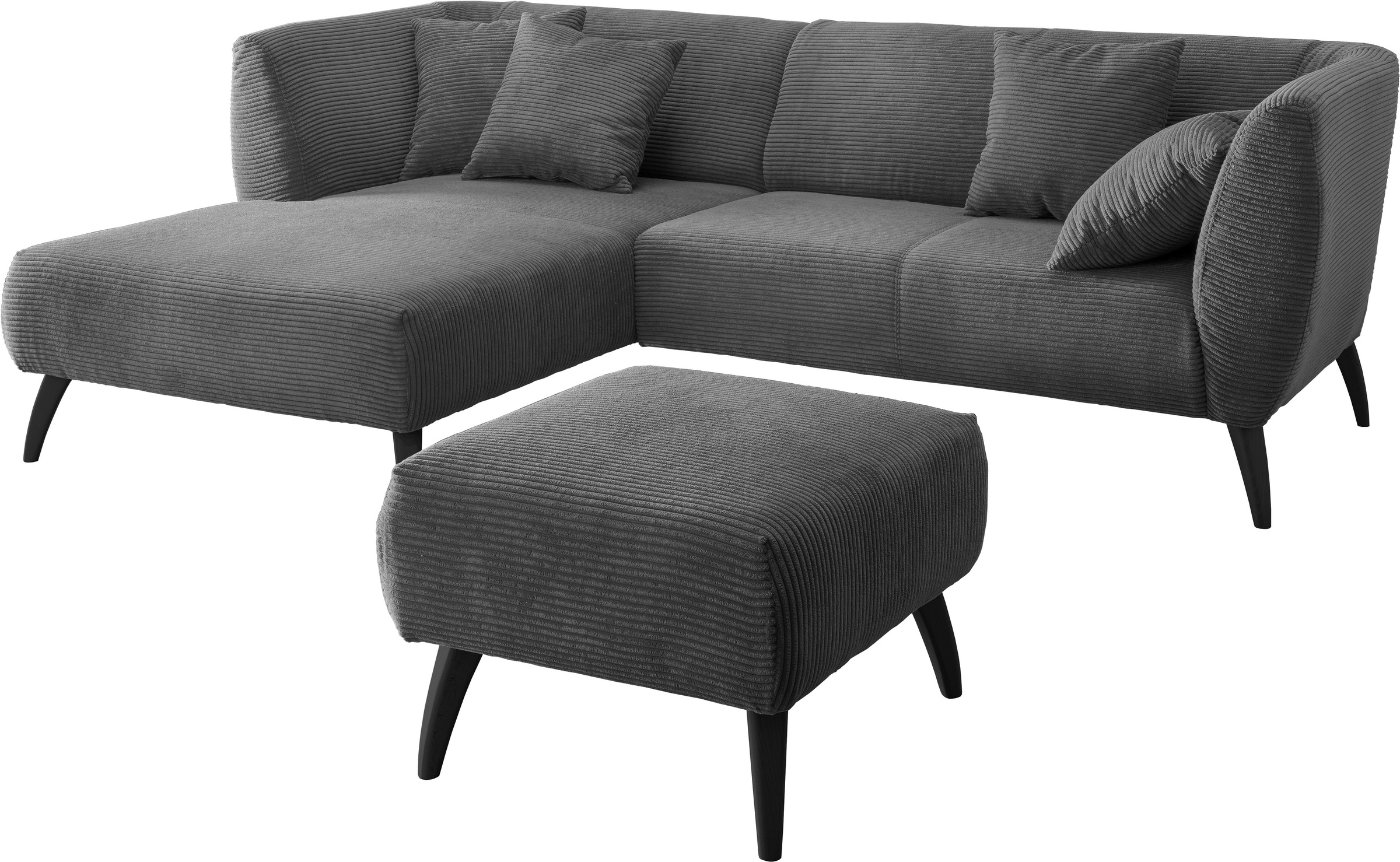 INOSIGN Ecksofa »Colori L-Form«, Holzfußfarbe wählbar, inkl. 4x Zierkissen
