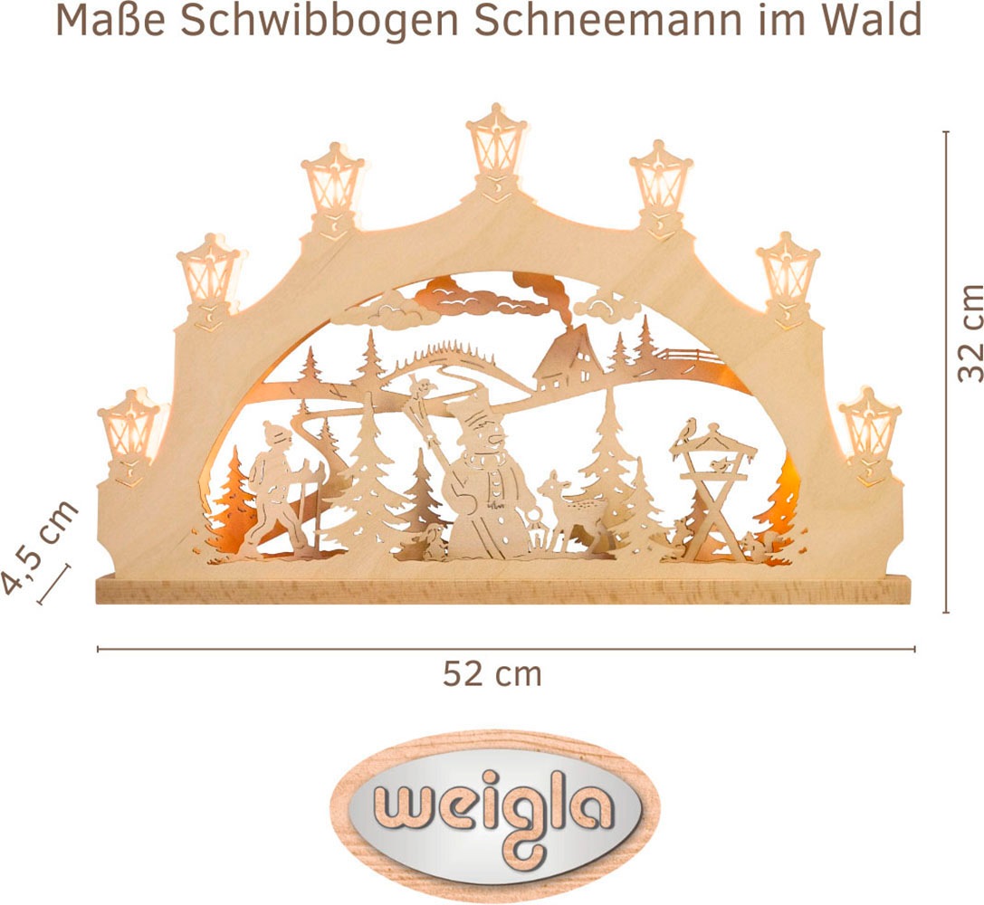 Weigla LED Schwibbogen »Schneemann im Wald, Lichterbogen aus Holz, NATUR, M günstig online kaufen
