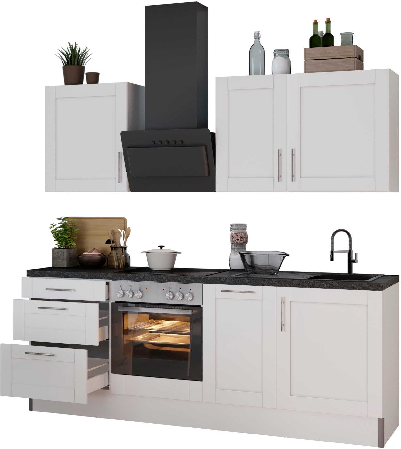 KOCHSTATION Küche »KS-Ahus«, Breite 225 cm,wahlweise mit E-Geräten,MDF Fron günstig online kaufen