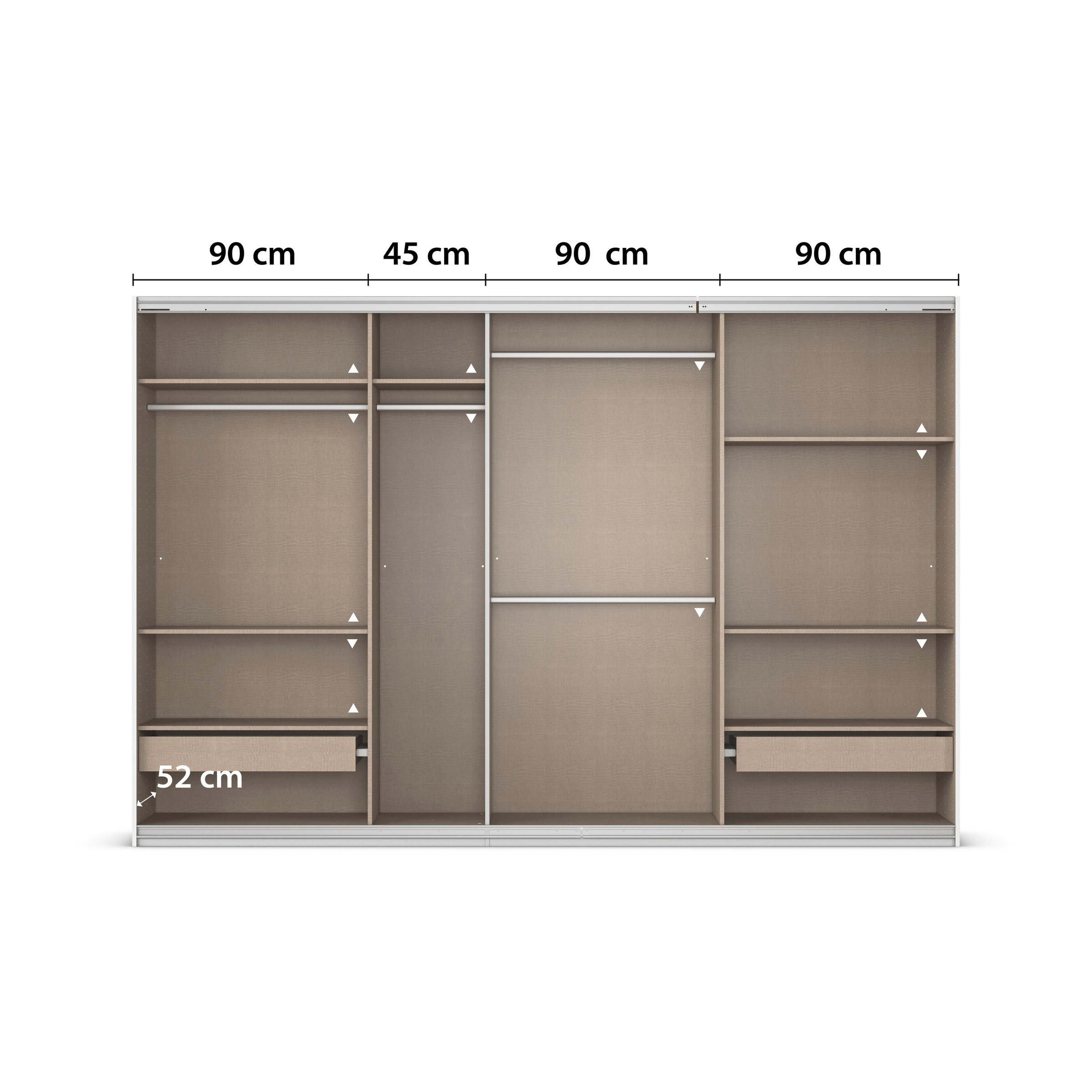 rauch Kleiderschrank »Schwebetürenschrank OTTO´s Choice Garderobe Schrank TOP ANGEBOT Avola«, (in 3 verschiedenen Ausstattungen BASIC/CLASSIC/PREMIUM), mit eleganten Zierleisten in Chrom, Schwarz oder Weiß MADE IN GERMANY