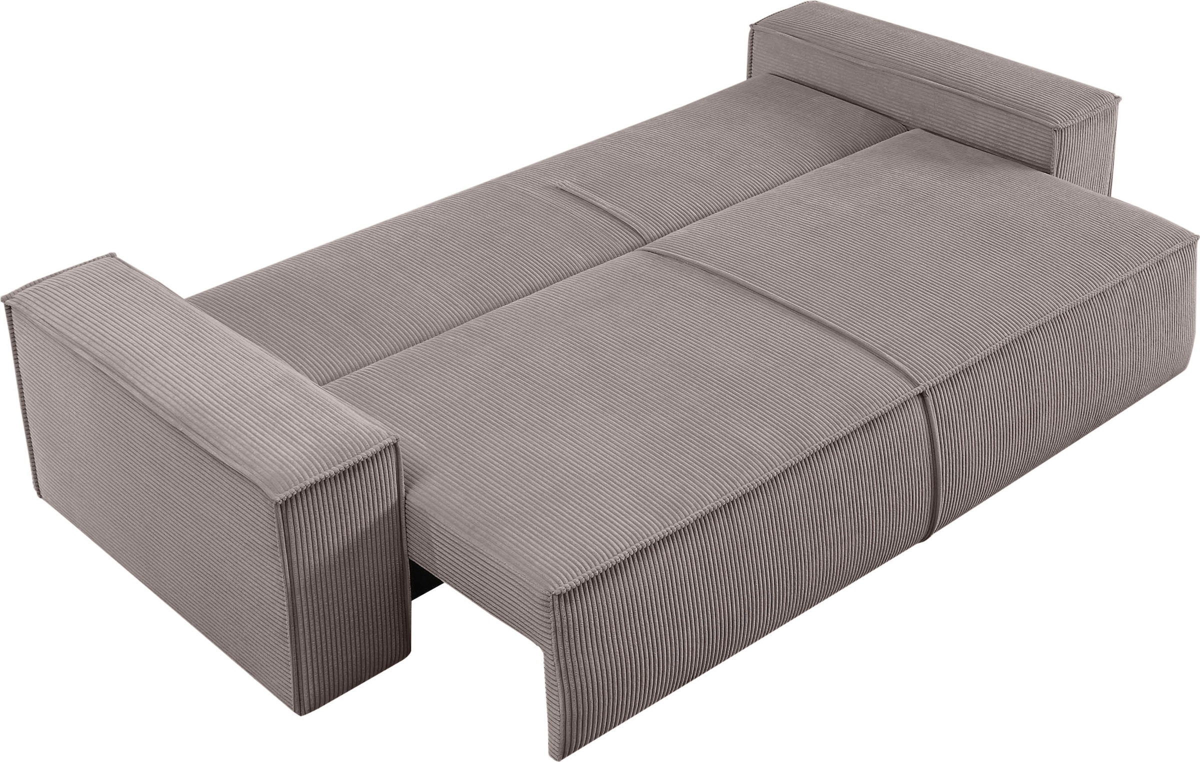 Home affaire 3-Sitzer »SHERWOOD Schlafsofa (257cm) Cord, Samtvelours, Vintage-Lederoptik«, Schlaffunktion mit Bettkasten (ca. 136/200cm)
