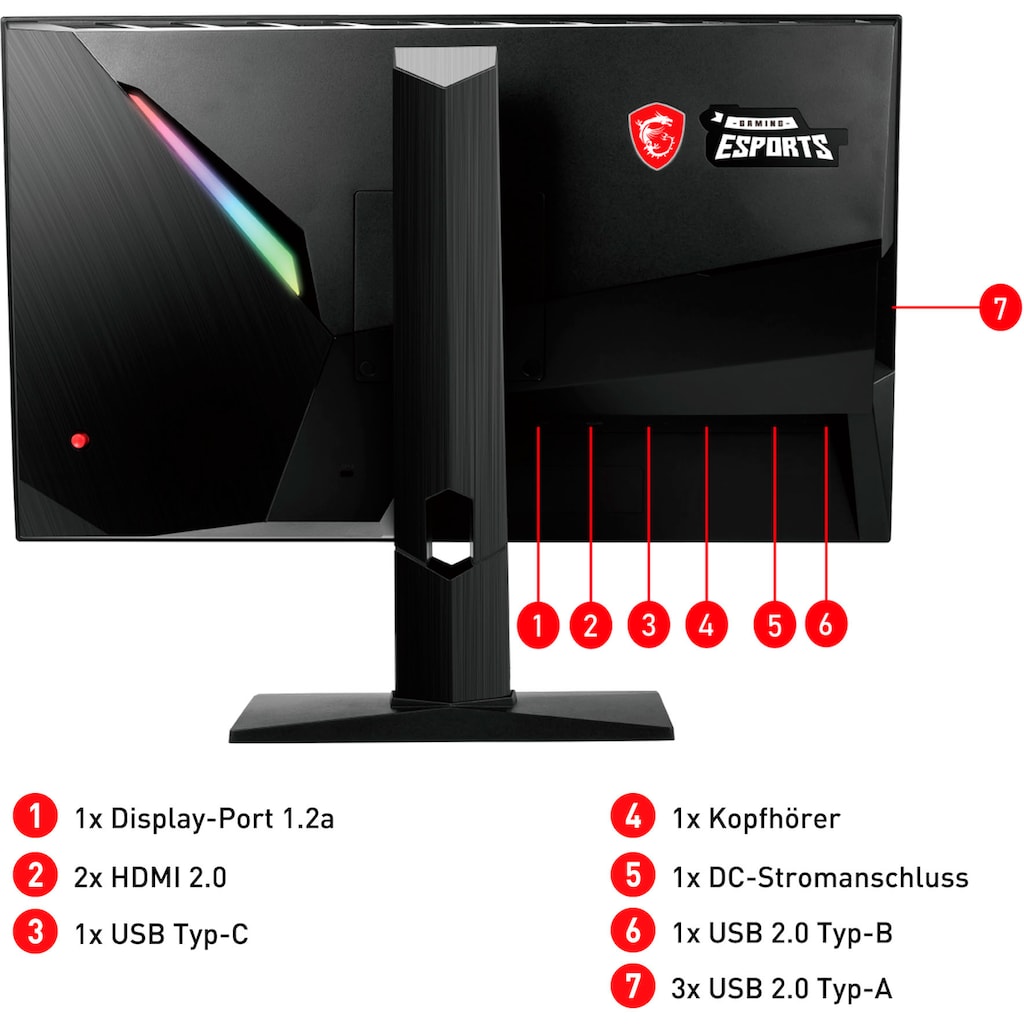 MSI Gaming-LED-Monitor »Optix MAG251RX«, 62,2 cm/24,5 Zoll, 1920 x 1080 px, Full HD, 1 ms Reaktionszeit, 240 Hz, 3 Jahre Herstellergarantie