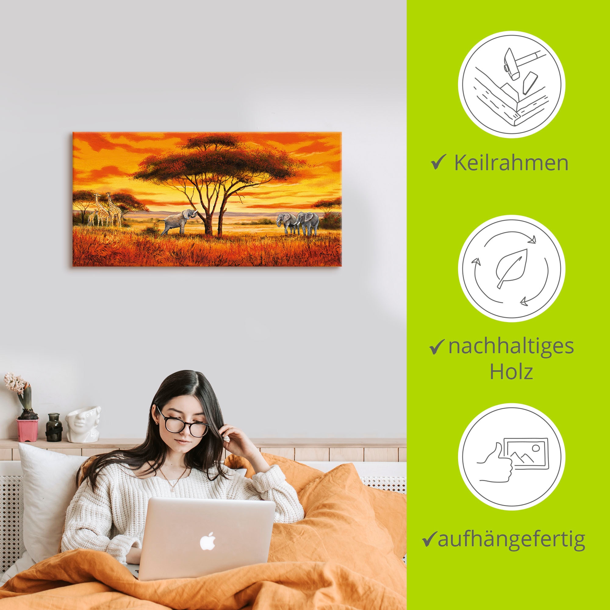 Artland Leinwandbild »Afrikanische Landschaft II« Afrika 1 Stk. tlg. als Alubild, Outdoorbild, Leinwandbild, Wandaufkleber, versch. Größen