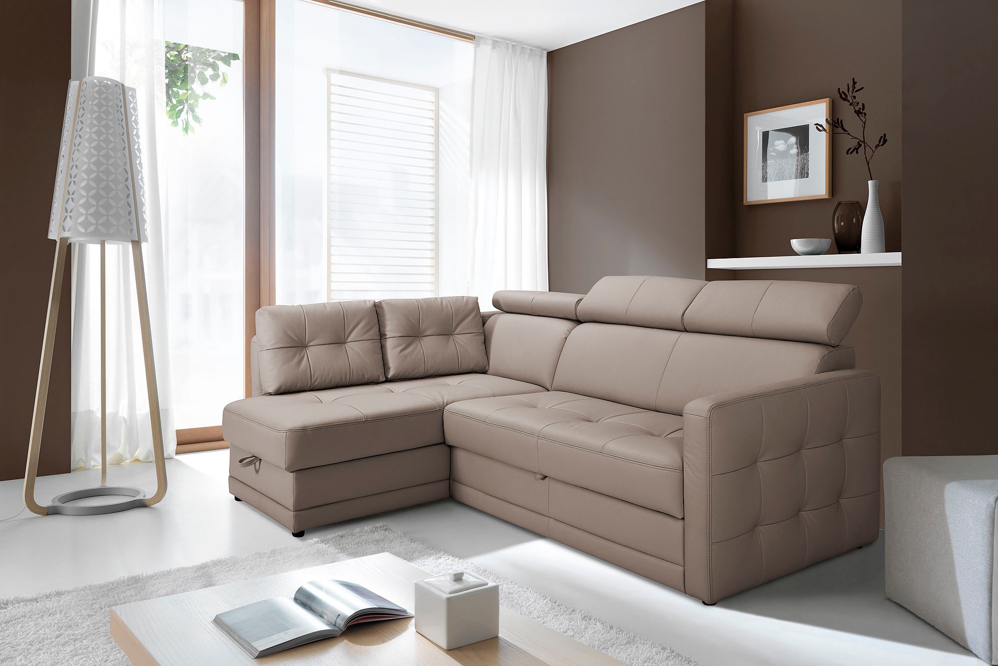 exxpo - sofa fashion Ecksofa »Arles, bequeme Federkernunterfederung, OTTOs Choice, L-Form«, wahlweise mit Bettfunktion und Bettkasten, inkl. Kopfteilverstellung