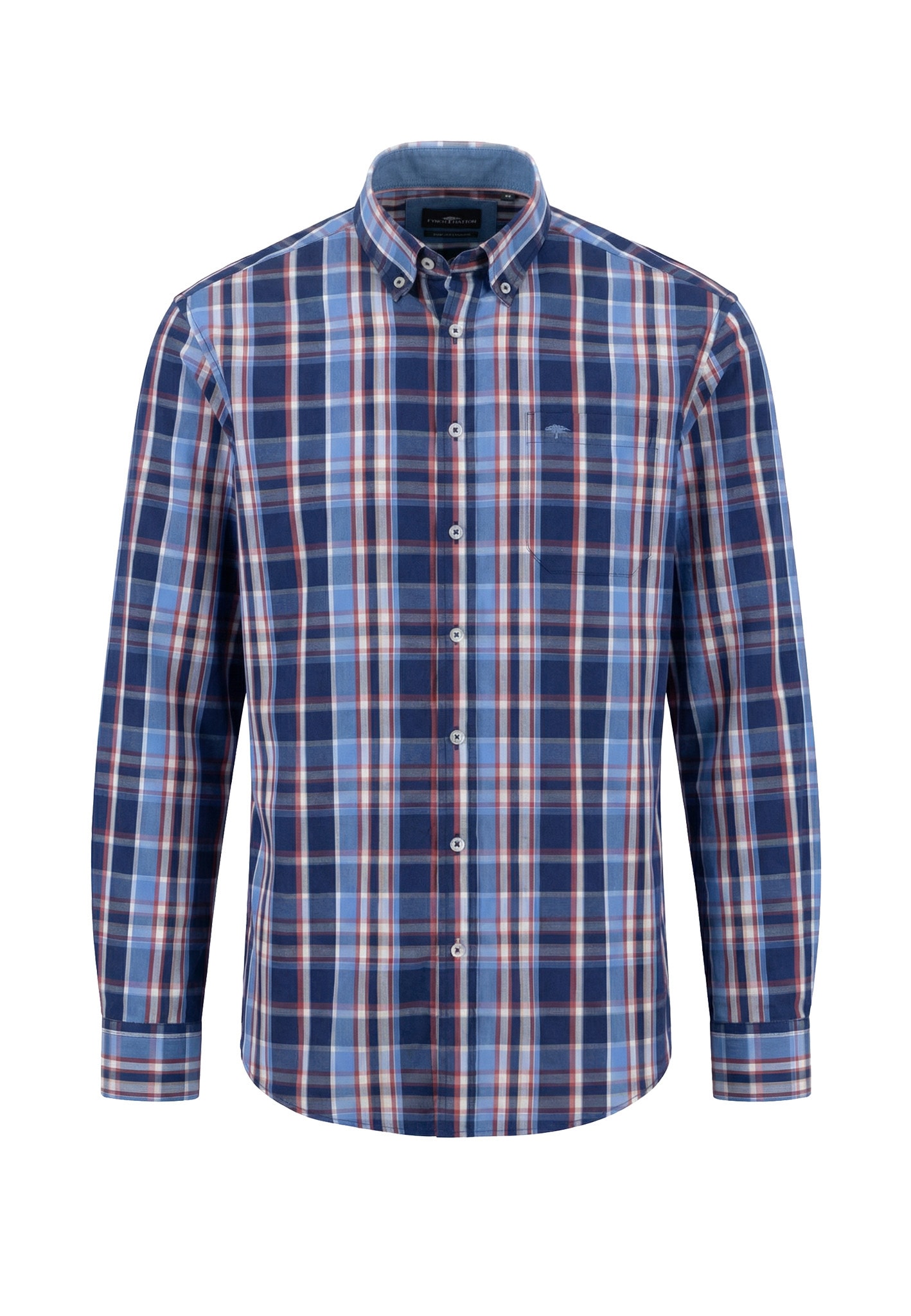 FYNCH-HATTON Langarmhemd kariert, mit Button-Down-Kragen