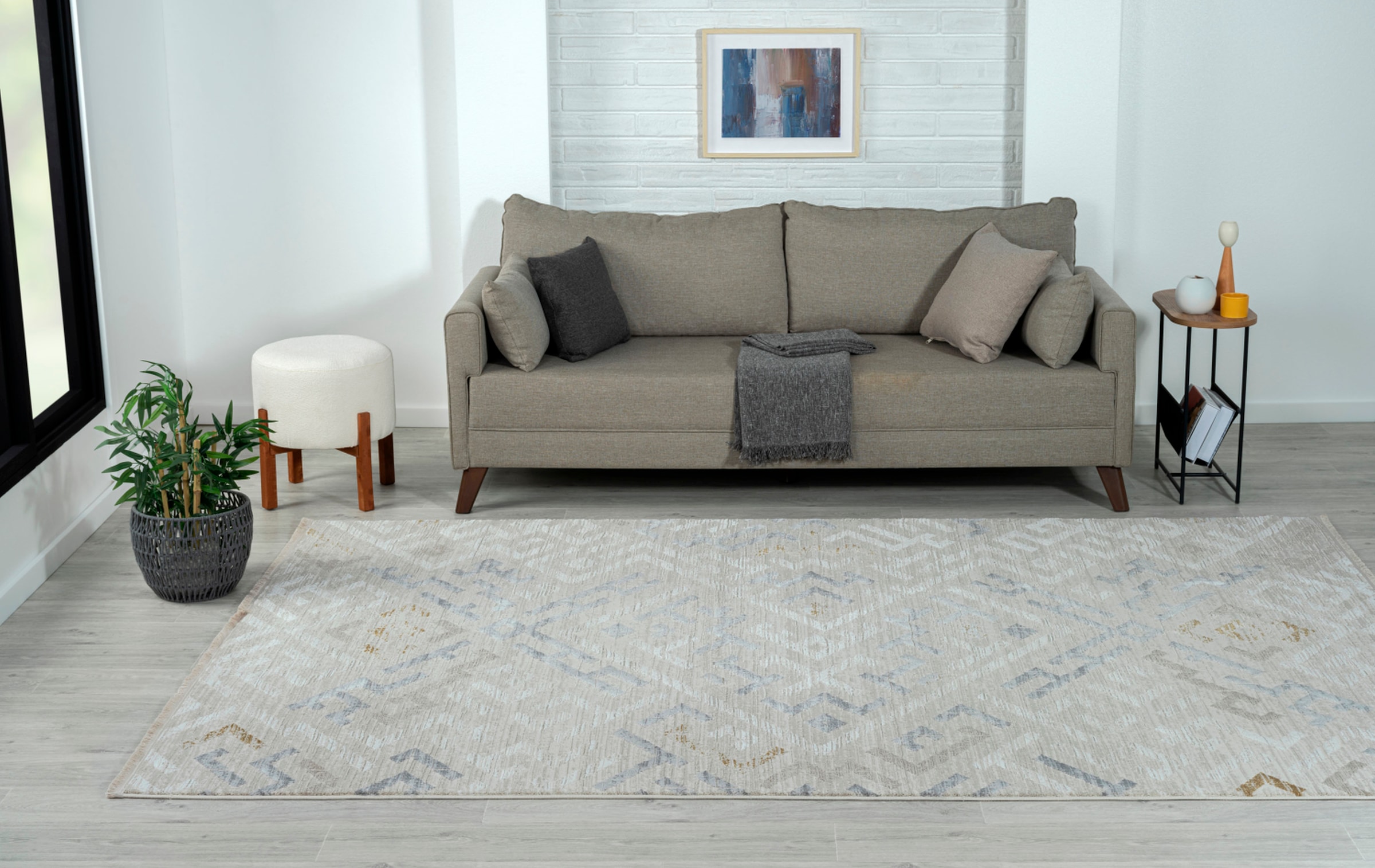 Myflair Möbel & Accessoires Teppich »My Type«, rechteckig, 10 mm Höhe, Kurzflor, Ethno-Style, besonders weich durch Microfaser, mit Fransen