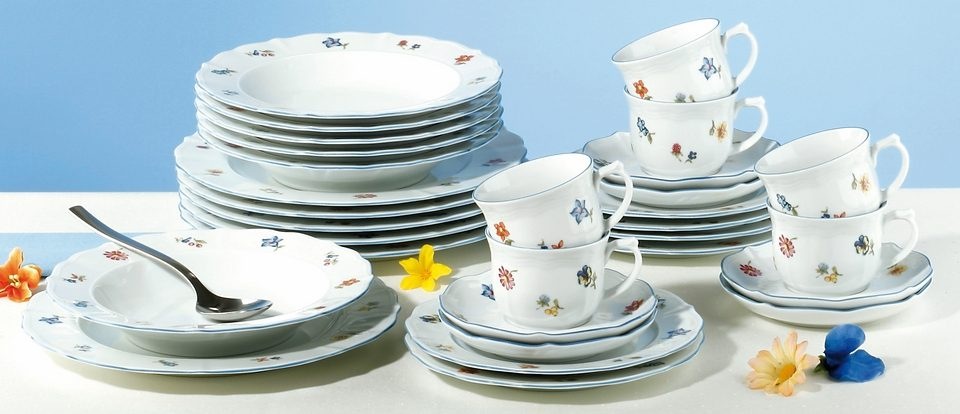 Seltmann Weiden Kombiservice »Geschirr-Set, Service Sonate Nostalgie«, (Set, 30 tlg.), Tassen, Untertassen, Teller, Made in Germany, 18 Teile, für 6 Personen
