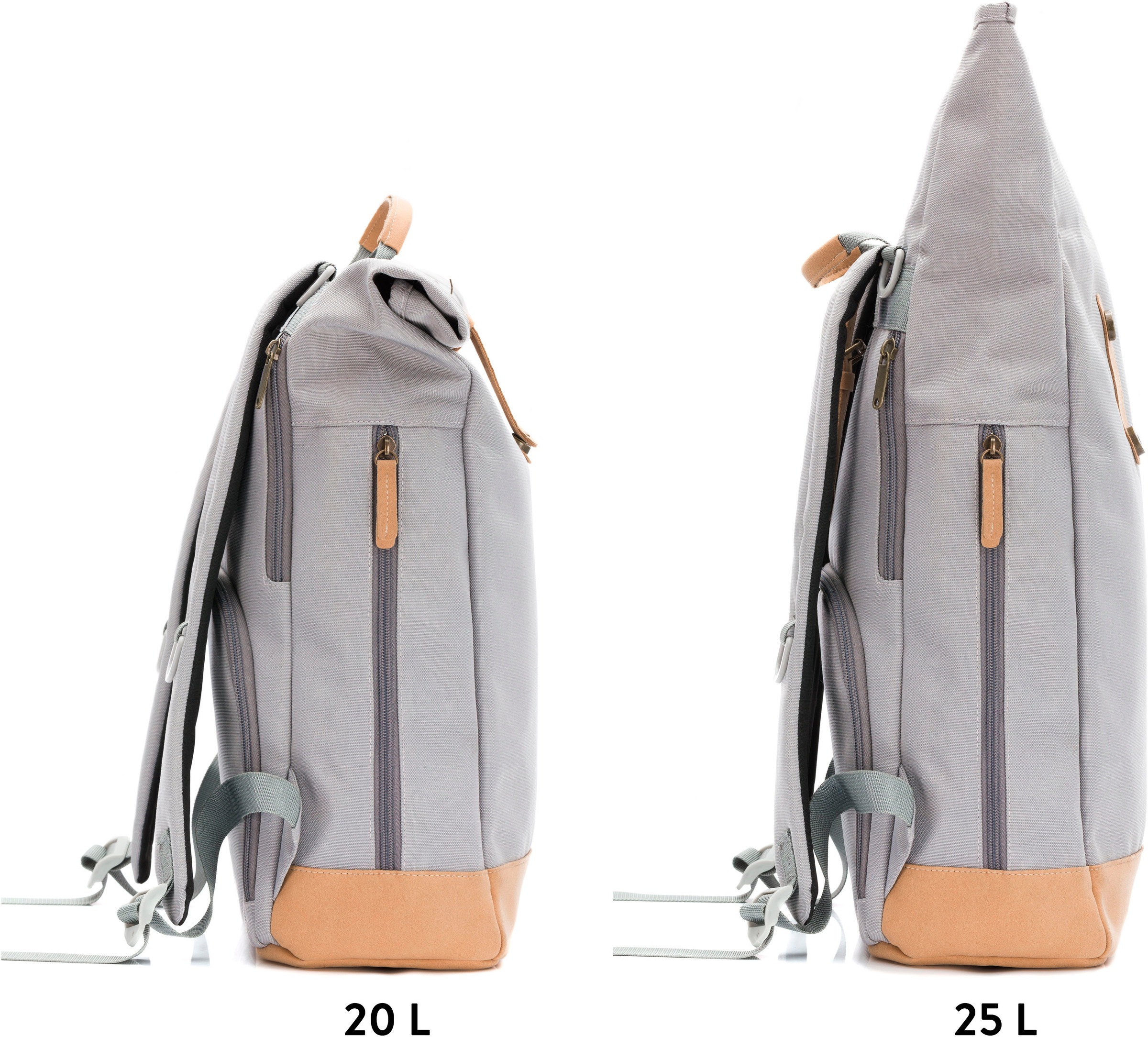 Fillikid Wickelrucksack »Rolltop Berlin grau«, Reflektoren, inkl. Wickeltunterlage