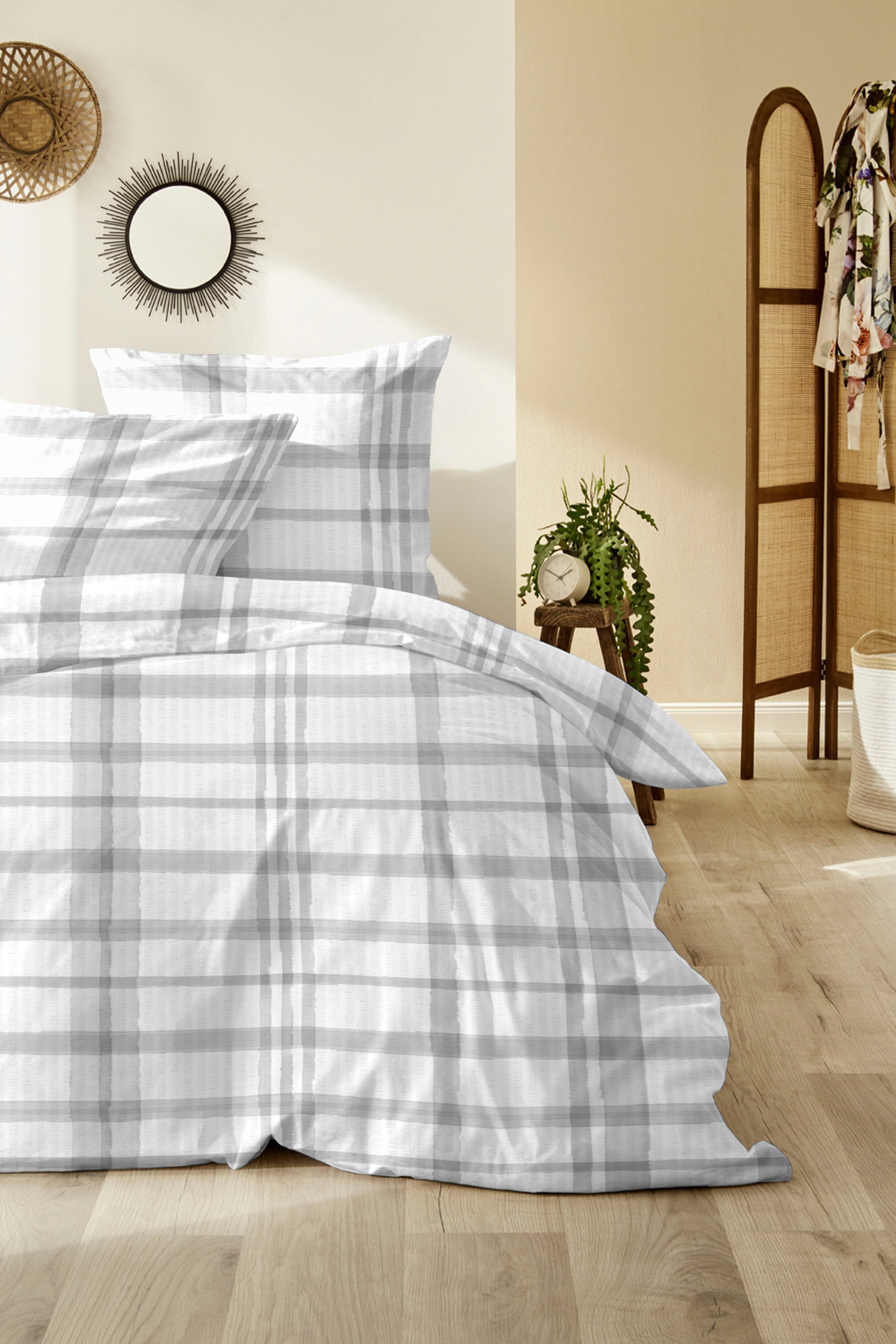 Primera Bettwäsche »Primera Soft-Seersucker-Bettwäsche Casilla«, in einem klassischen Karo-Design