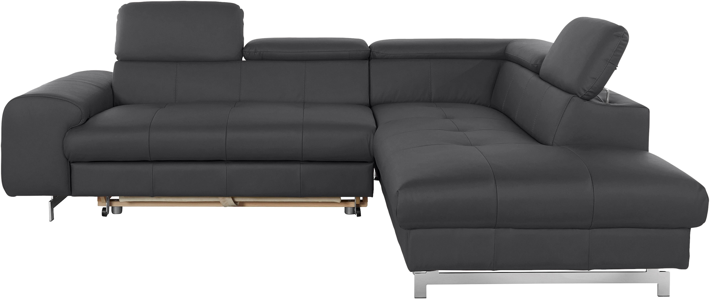COTTA Ecksofa »Chef L-Form«, mit Kopfteilverstellung, edle Metallkufen, wahlweise mit Bettfunktion