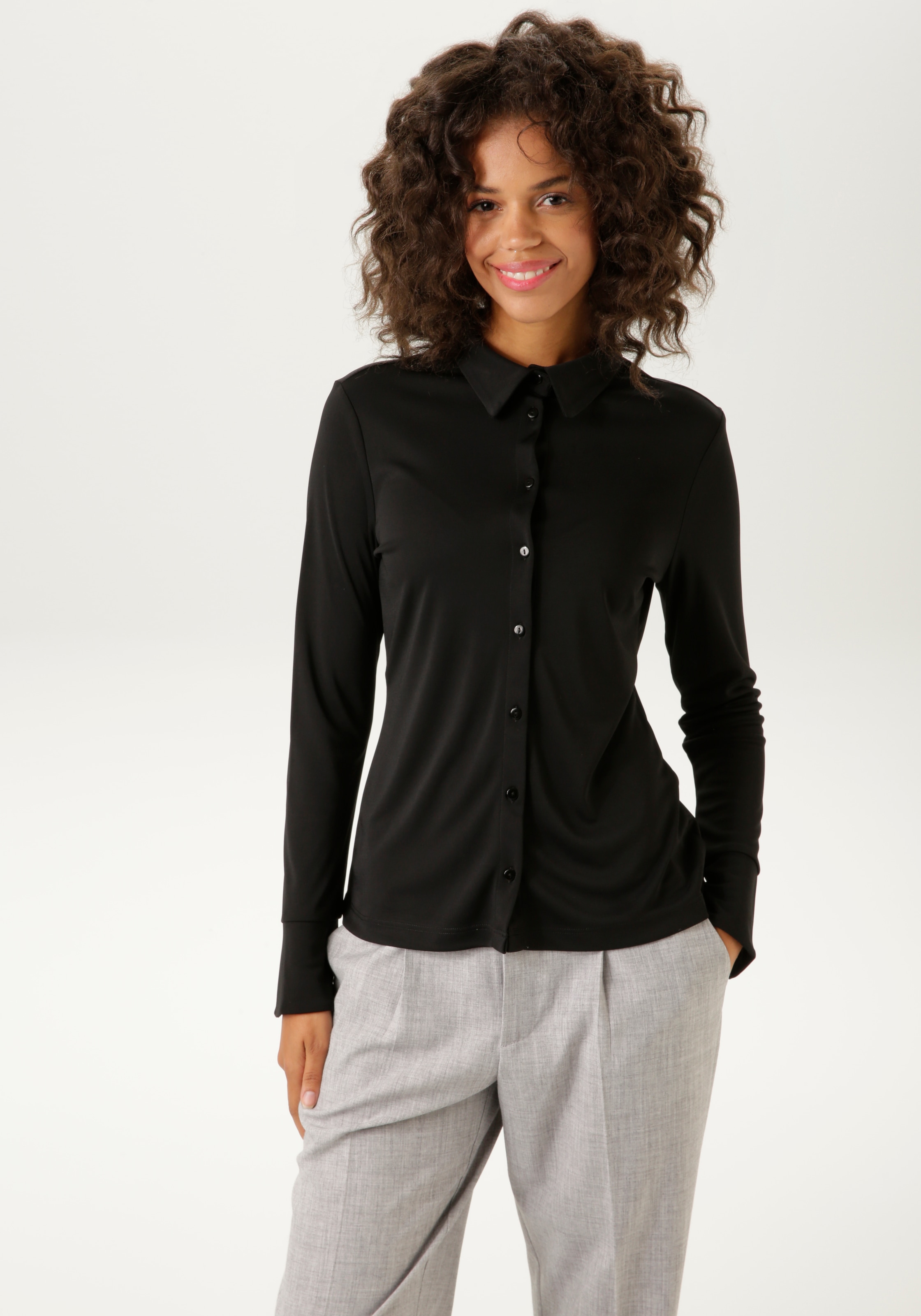 online strukturierter bei CASUAL Aniston Hemdbluse, Jersey-Crepé-Qualität in