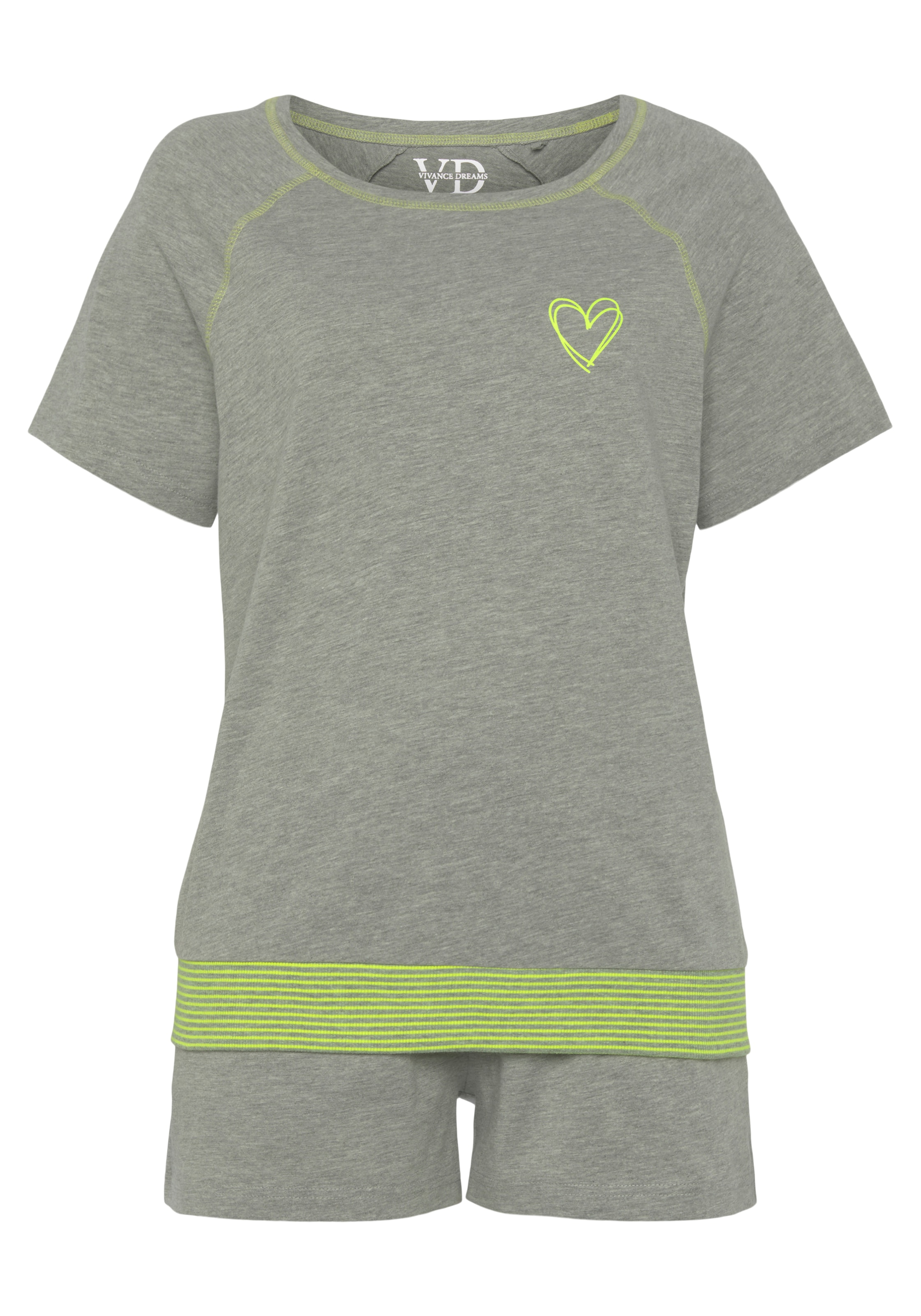 Vivance Dreams Shorty, (2 tlg.), mit dekorativen Flatlock-Nähten in Neonfarben