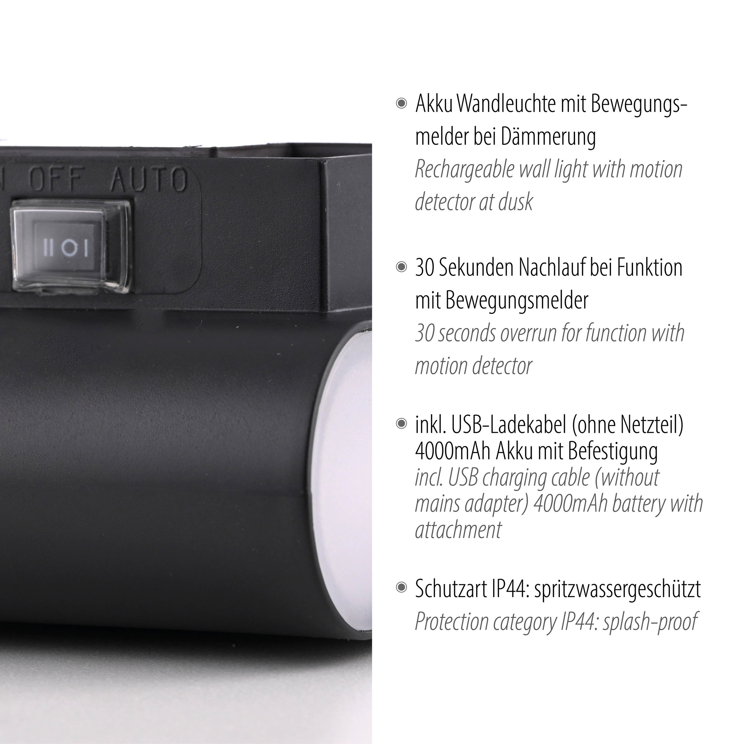 JUST LIGHT LED Wandleuchte »AKKU ZIDDY« LED-Board 1 Stk. Warmweiß Bewegungsmelder, Akkubetrieben, magnetische Befestigung