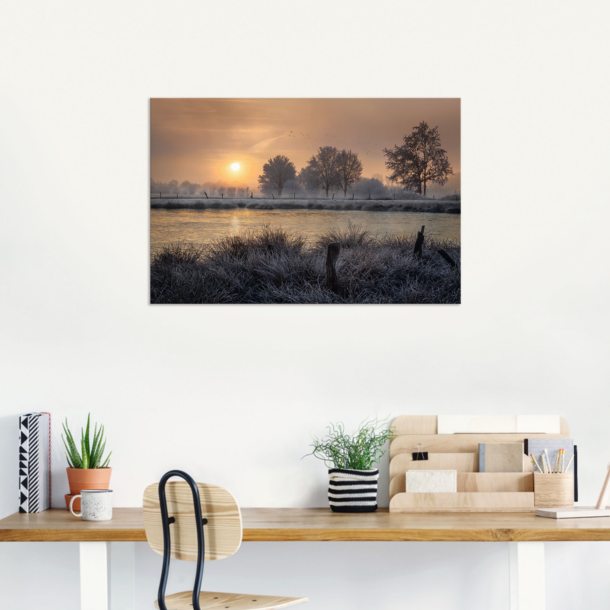 Artland Wandbild »Ein Wintertag beginnt«, Bilder vom Sonnenuntergang & -aufgang, (1 St.), als Alubild, Outdoorbild, Leinwandbild, Wandaufkleber, versch. Größen