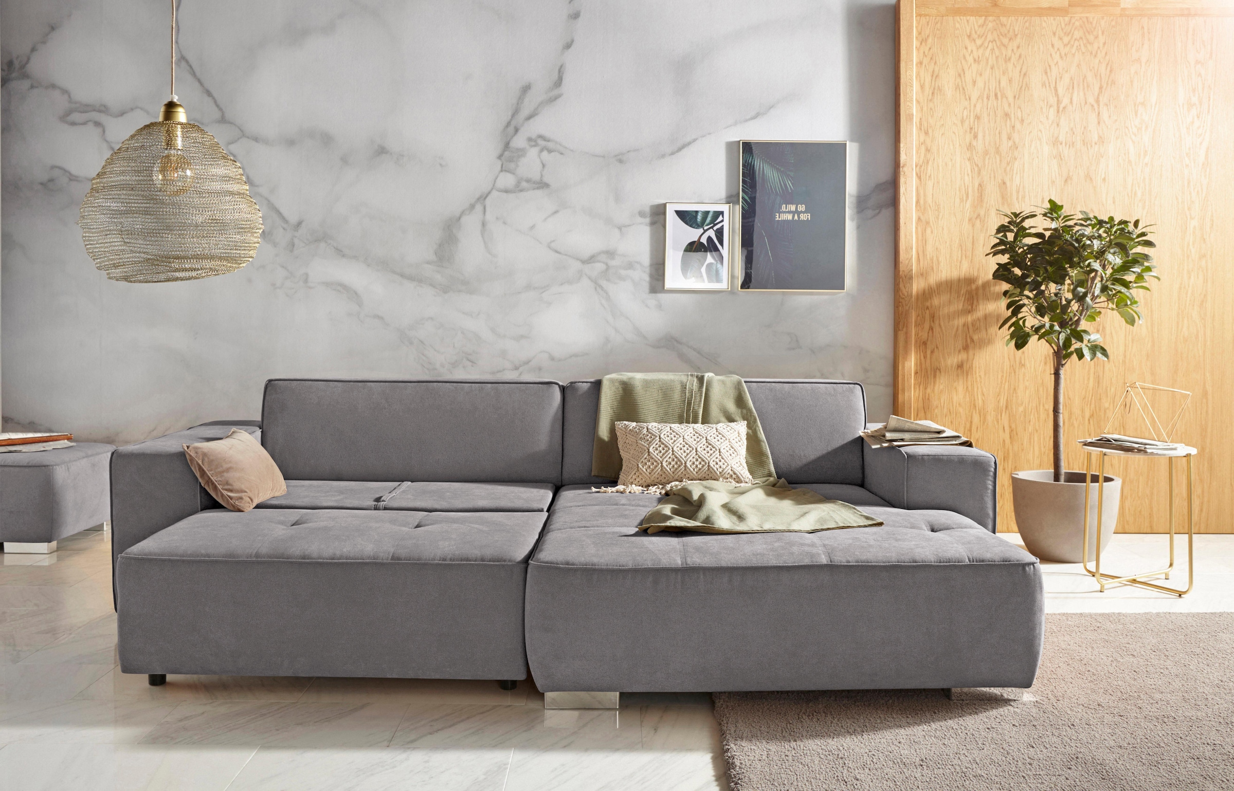 INOSIGN Ecksofa »Sapporo L-Form« wahlweise Bettfunktion oder Sitztiefenvers günstig online kaufen