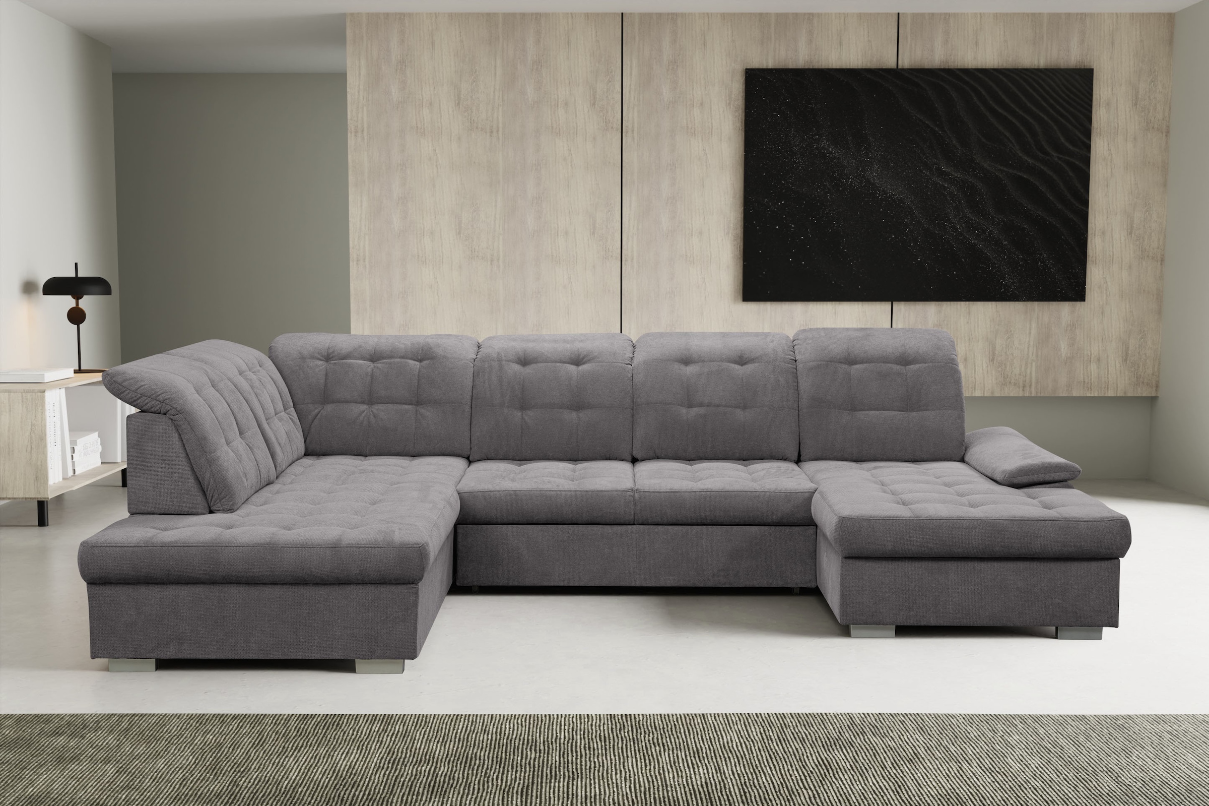 WERK2 Wohnlandschaft »Kordula-New U-Form«, Sofa in U-Form mit Schlaffunktio günstig online kaufen