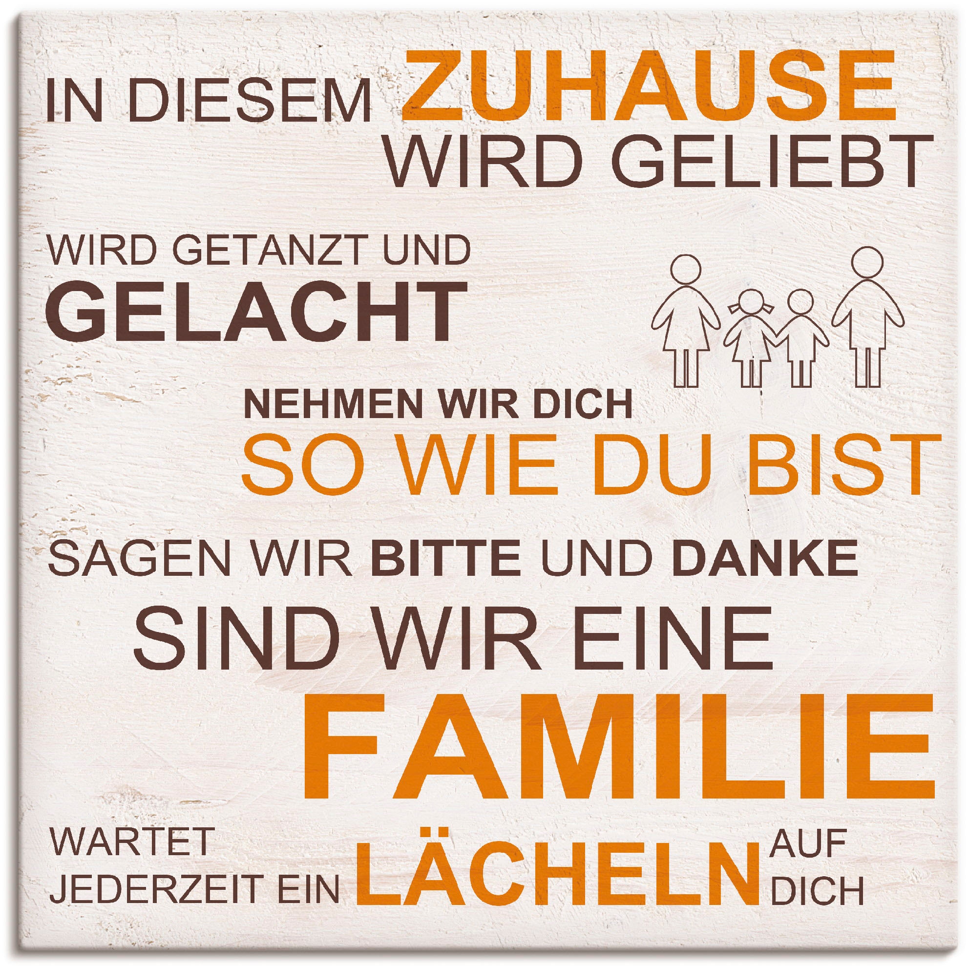 Artland Leinwandbild »In diesem Zuhause - beige«, Sprüche & Texte, (1 St.), günstig online kaufen