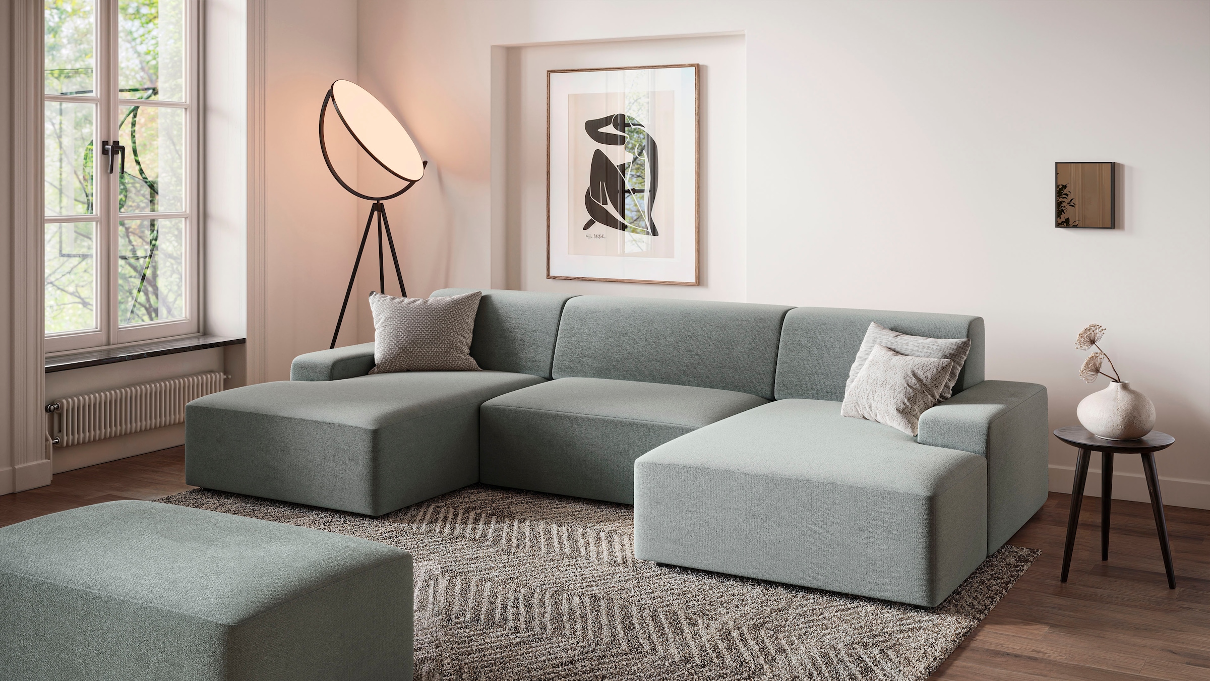 TRENDMANUFAKTUR Hocker »Wien, XXL Polsterhocker, passende Ergänzung zur Serie« in trendigem Cordstoff, großzüge Breite von 112 cm