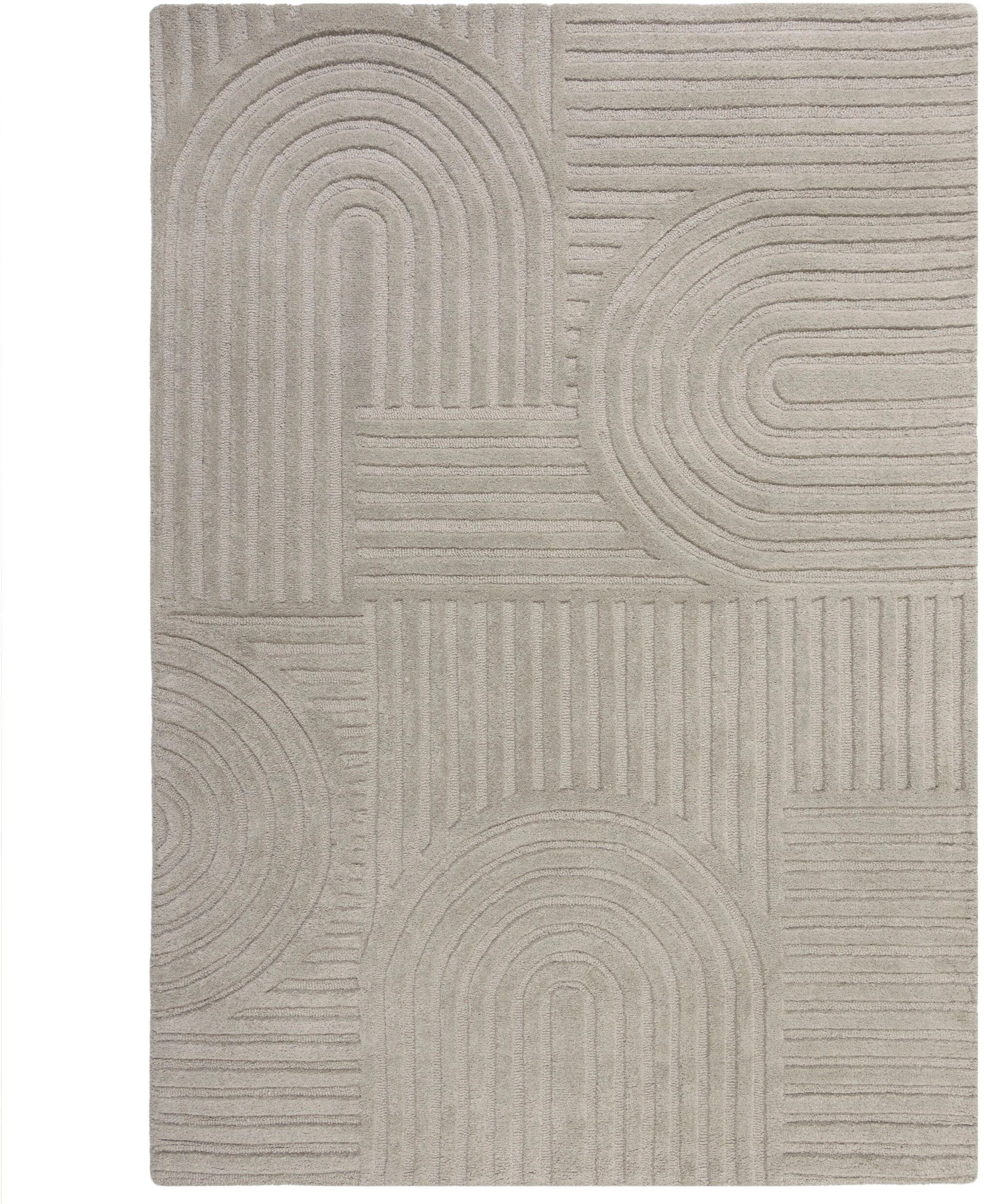 FLAIR RUGS Wollteppich »Zen Garden«, 10 mm Höhe, 100% Wolle, Hoch-Tief-Effe günstig online kaufen