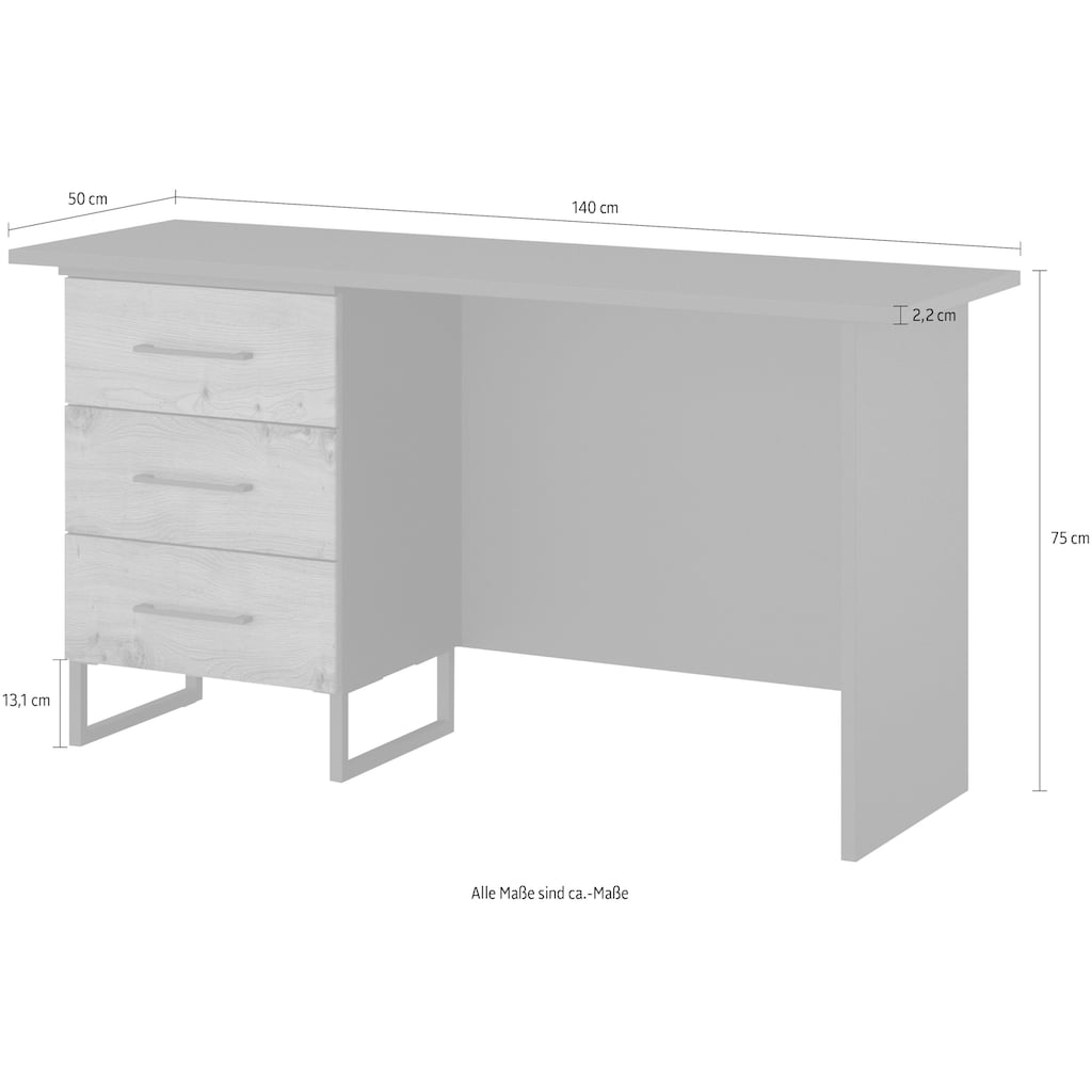 rauch Schreibtisch »Holmes«, im Industrial Style mit 3 Schubkästen