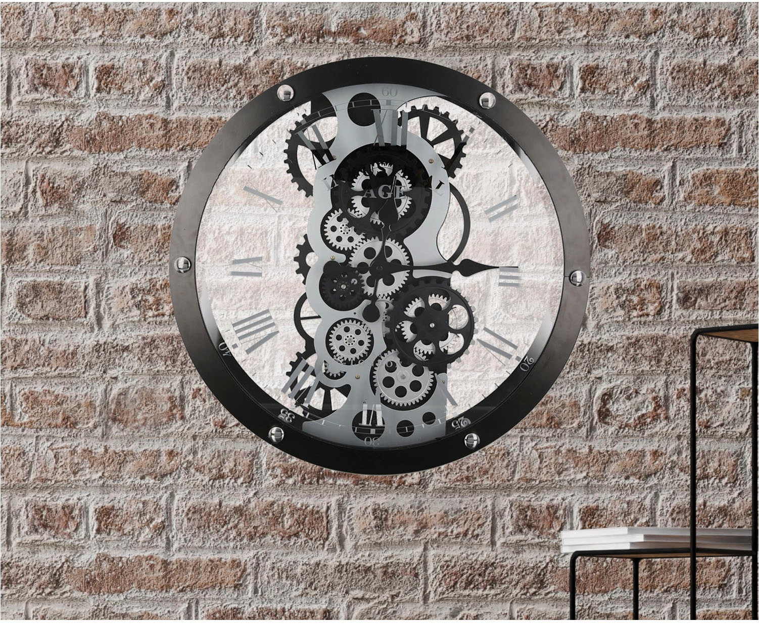 Casablanca by Gilde Wanduhr »Wanduhr rund Industry schwarz H. 52 cm« günstig online kaufen