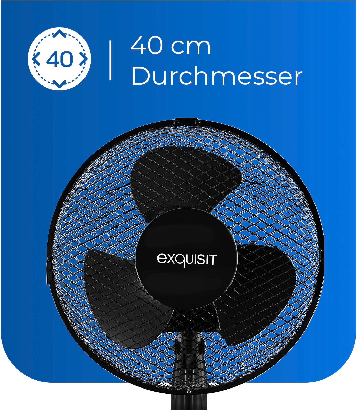 exquisit Tischventilator »VT 35083 sw«, Ø 40 cm, inkl. Oszillation & 50 W Leistung