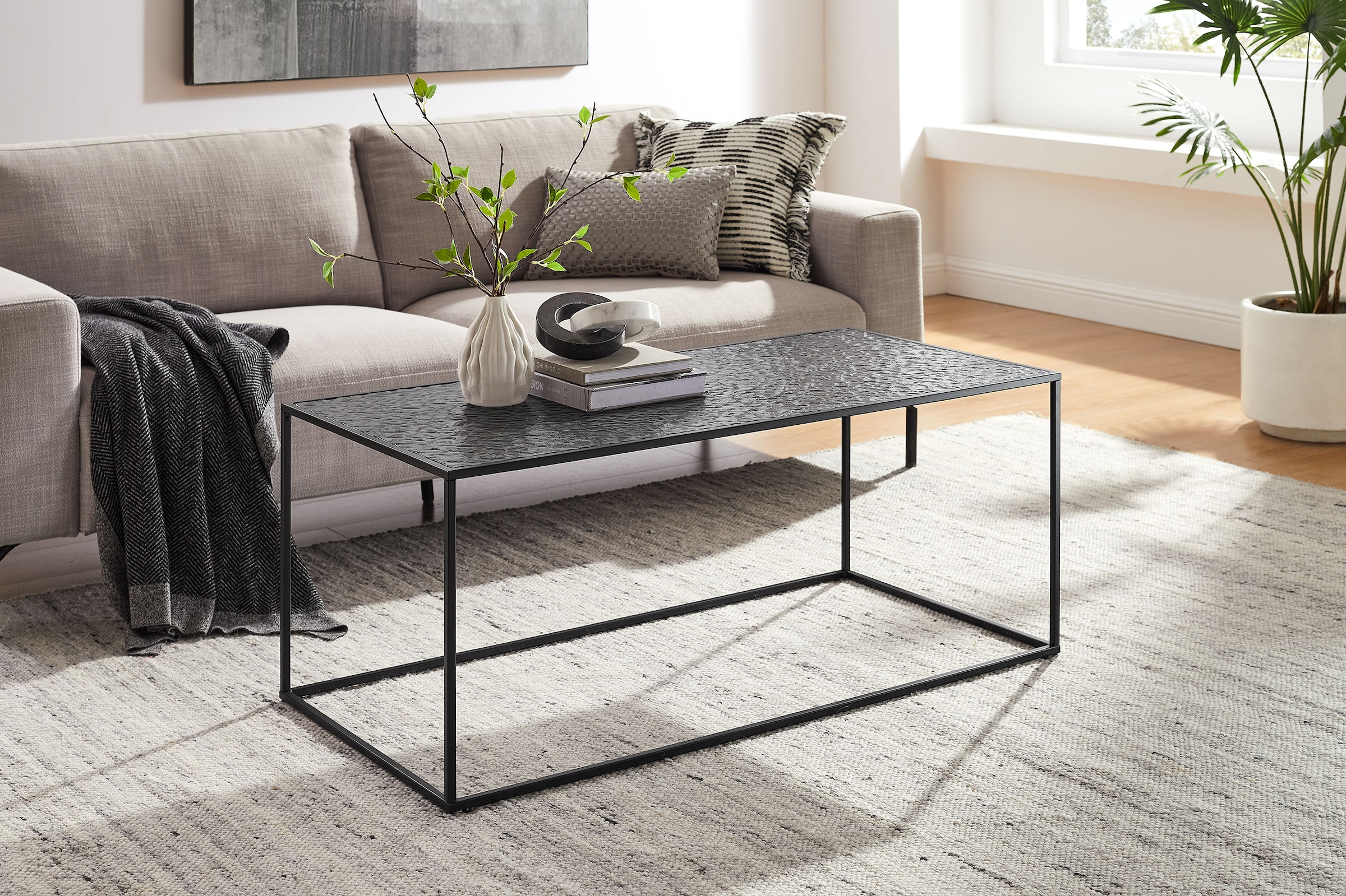 SalesFever Couchtisch, (1 St.), Glasplatte mit Strukturoptik günstig online kaufen