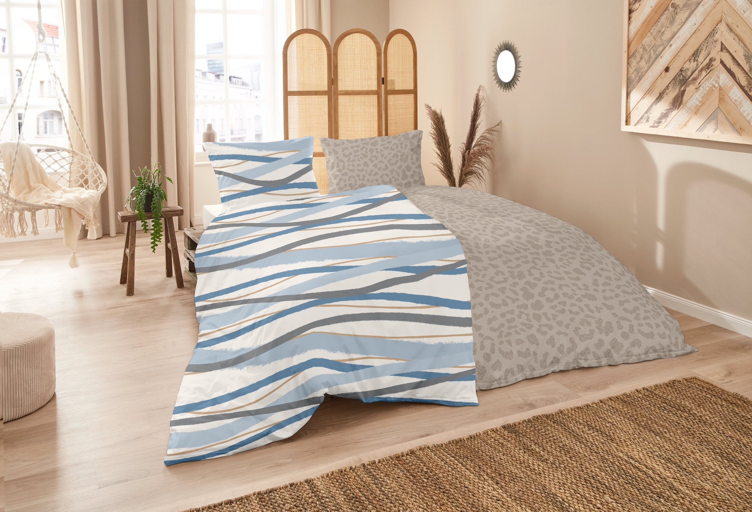 Primera Bettwäsche »Biber-Bettwäsche Whips« 2 Stk. mit modernen Linien