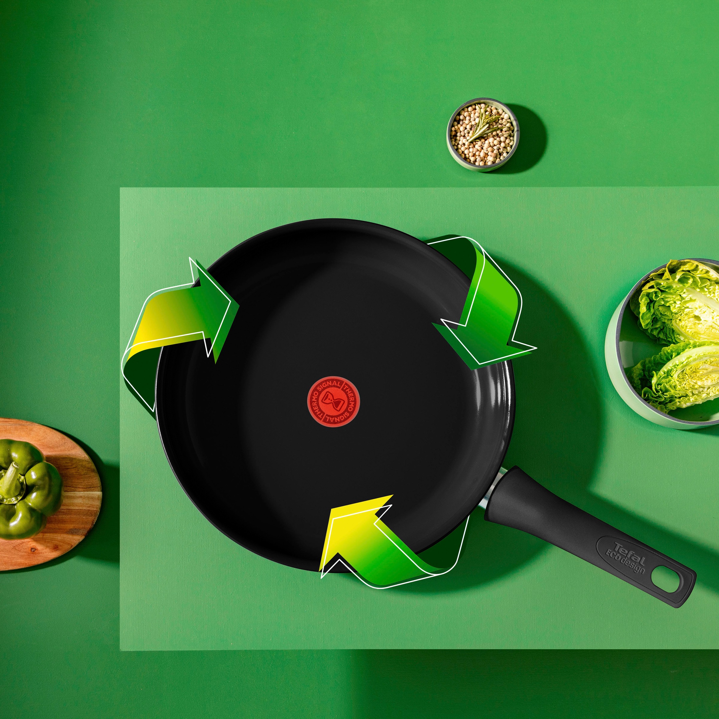 Tefal Bratpfanne »Renew On Black«, Aluminium, (1 tlg.), umweltfreundlich, recycelt, Thermo-Signal, geeignet für Induktion