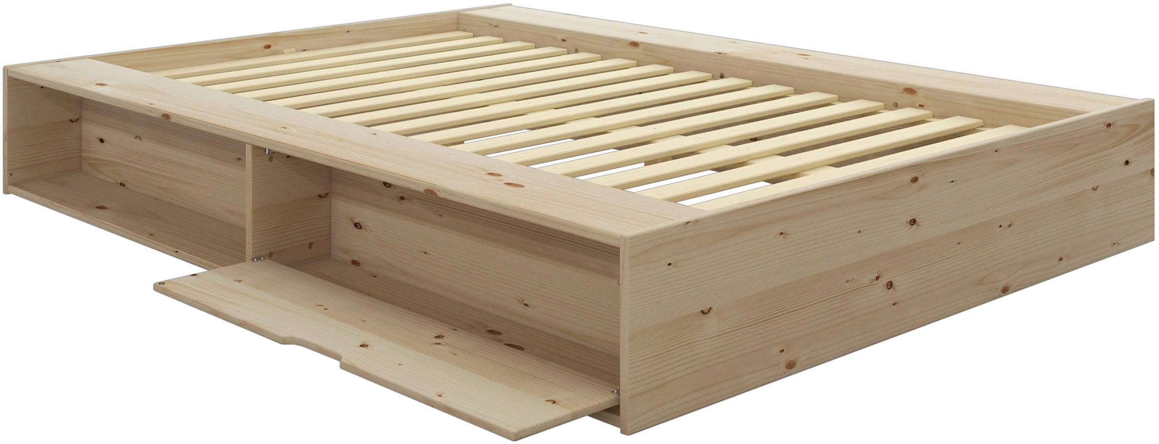 Home affaire Stauraumbett »Erno, Massivholzbett, Futonbett, 275KG belastbar«, (Breite/ Belastbarkeit: 120cm/275 KG, 180cm/275 KG), mit Lattenrost, Massivholz, FSC® zertifiziert, viel Stauraum + Ablagen
