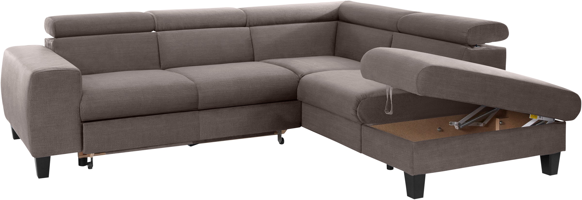 COTTA Ecksofa »Morven L-Form mit Kopfteilverstellung«, wahlweise mit Bettfunktion, Bettkasten & Wireless-Charger