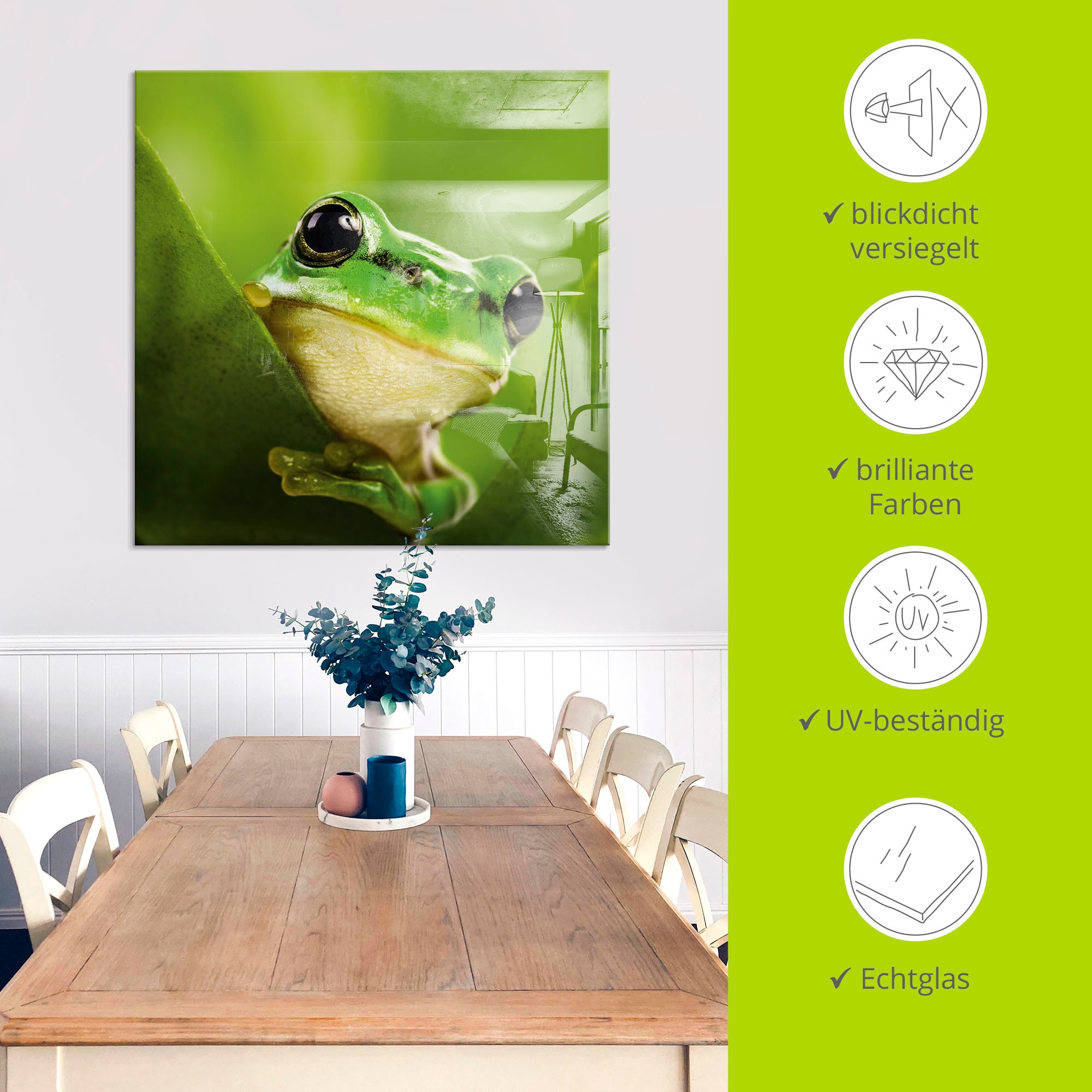 Artland Glasbild »Ausspähender Frosch« Wassertiere 1 Stk. tlg. in verschiedenen Größen