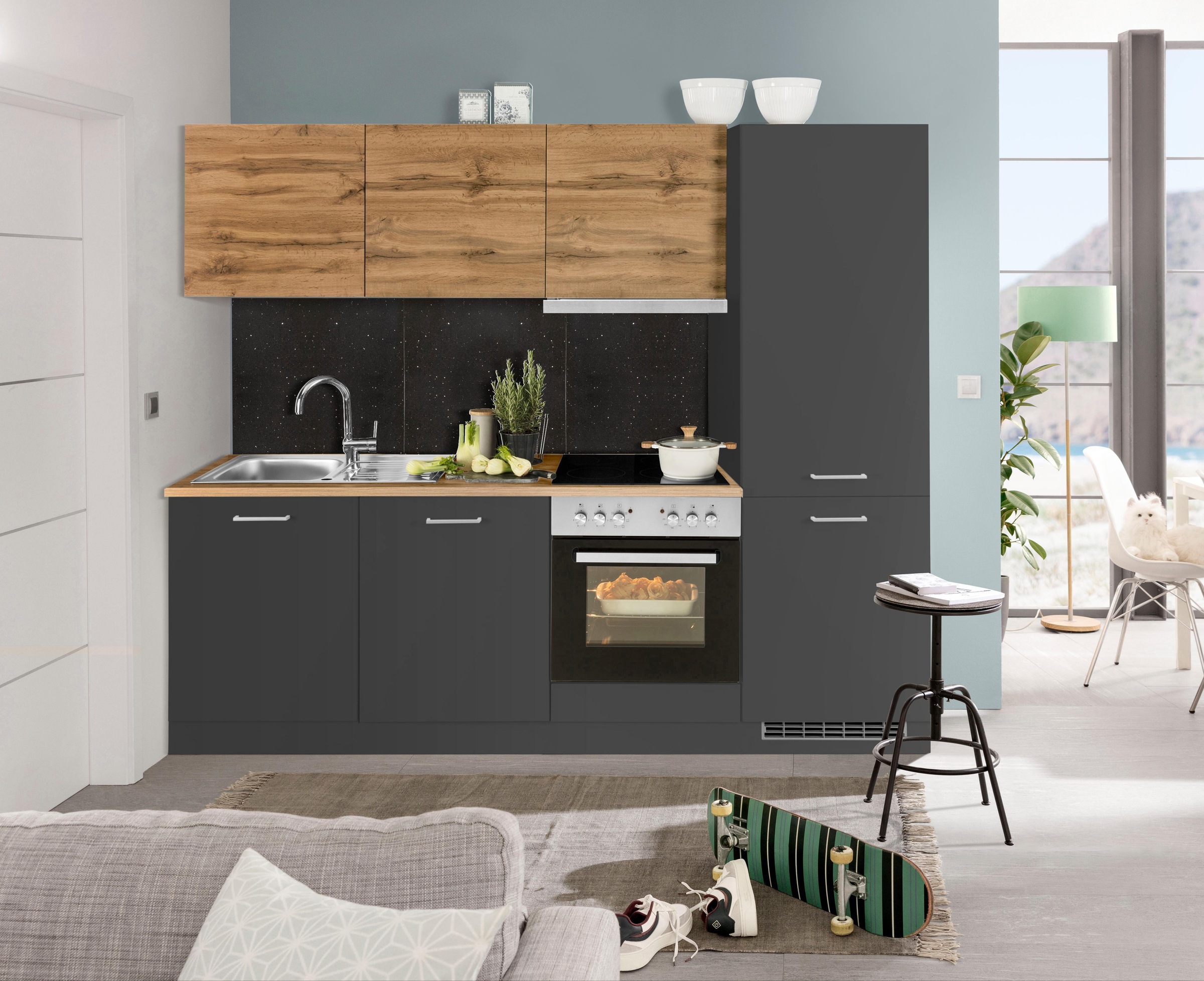 KOCHSTATION Küchenzeile »KS-Kehl« mit E-Geräten, Breite 240 cm, inkl. Kühl/ günstig online kaufen