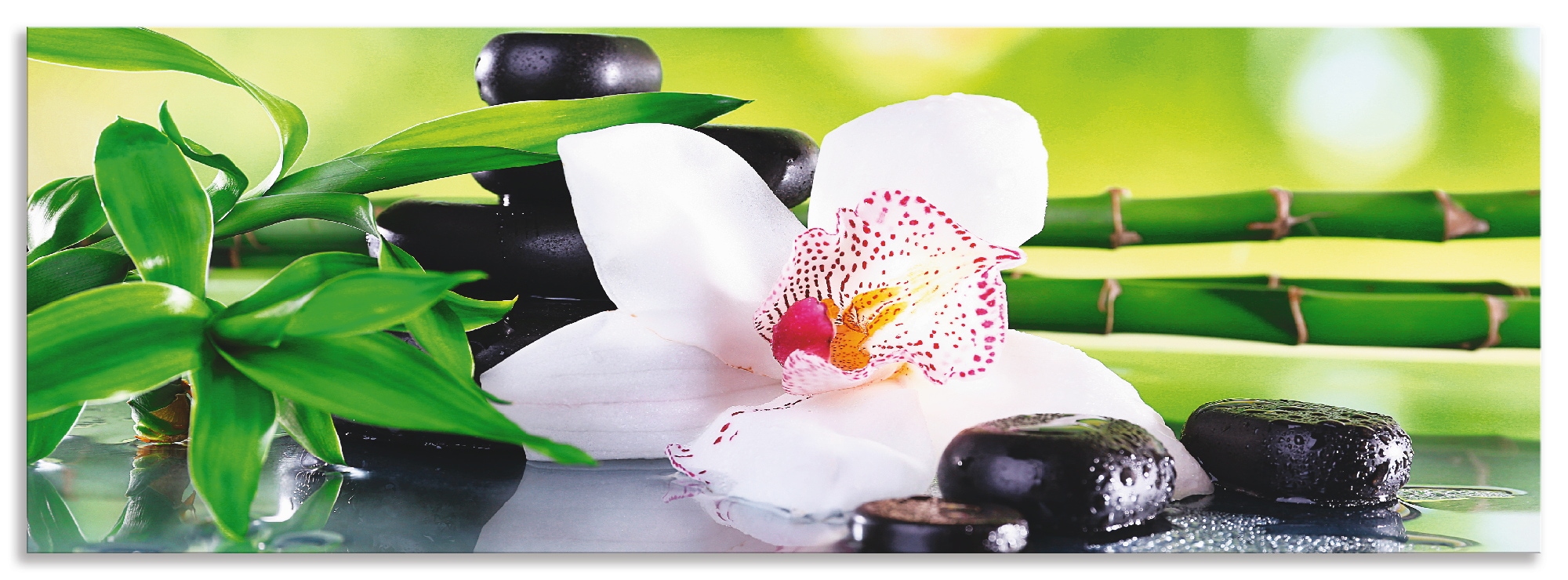 Artland Küchenrückwand »Spa Steine Bambus Zweige Orchidee«, (1 tlg.), Alu Spritzschutz mit Klebeband, einfache Montage