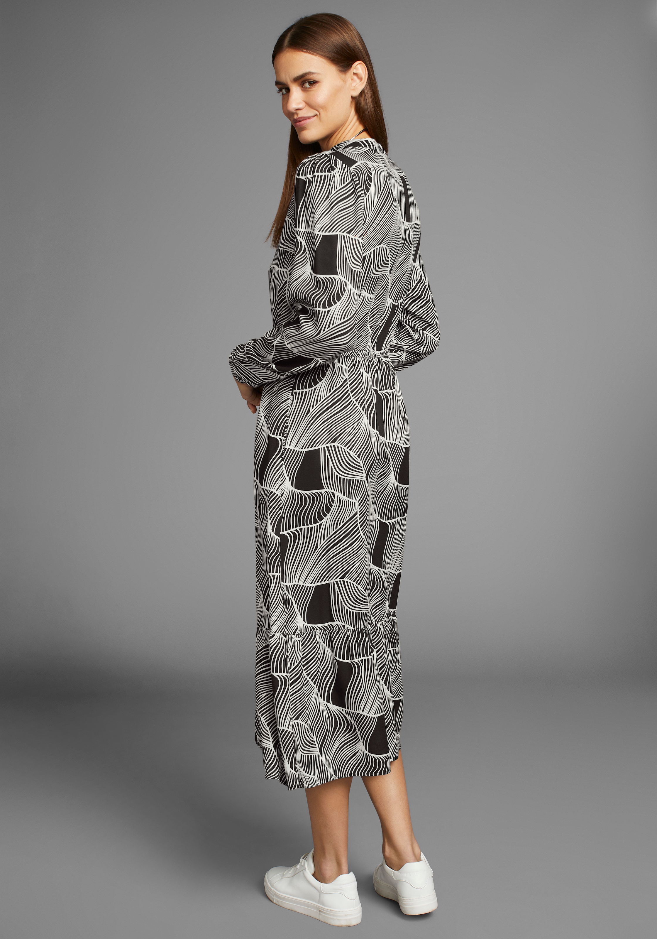 HECHTER PARIS Midikleid Außentasche mit modischen Print