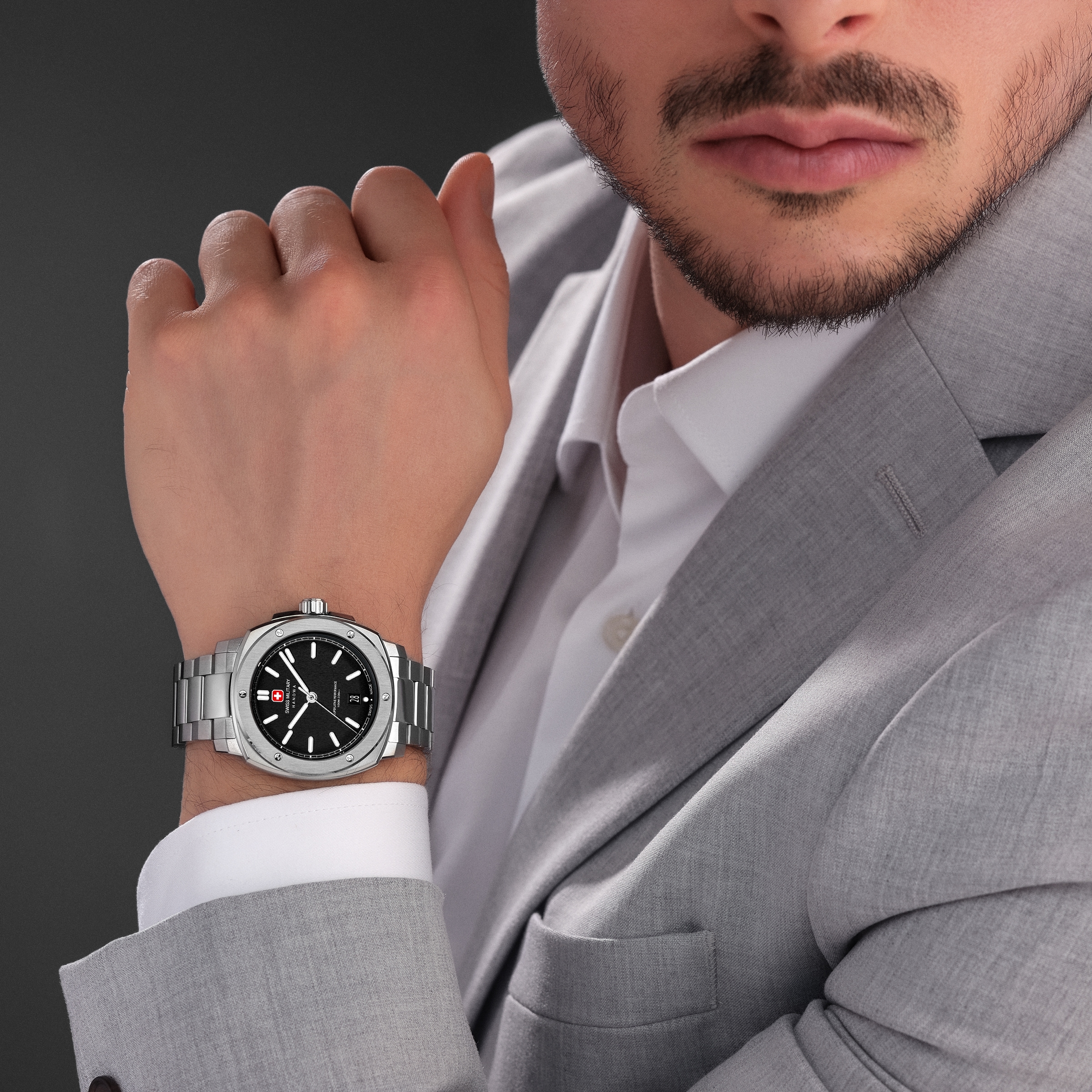 Swiss Military Hanowa Quarzuhr »Sirius« Armbanduhr, Herrenuhr, Swiss Made, Edelstahlarmband, analog, Tag