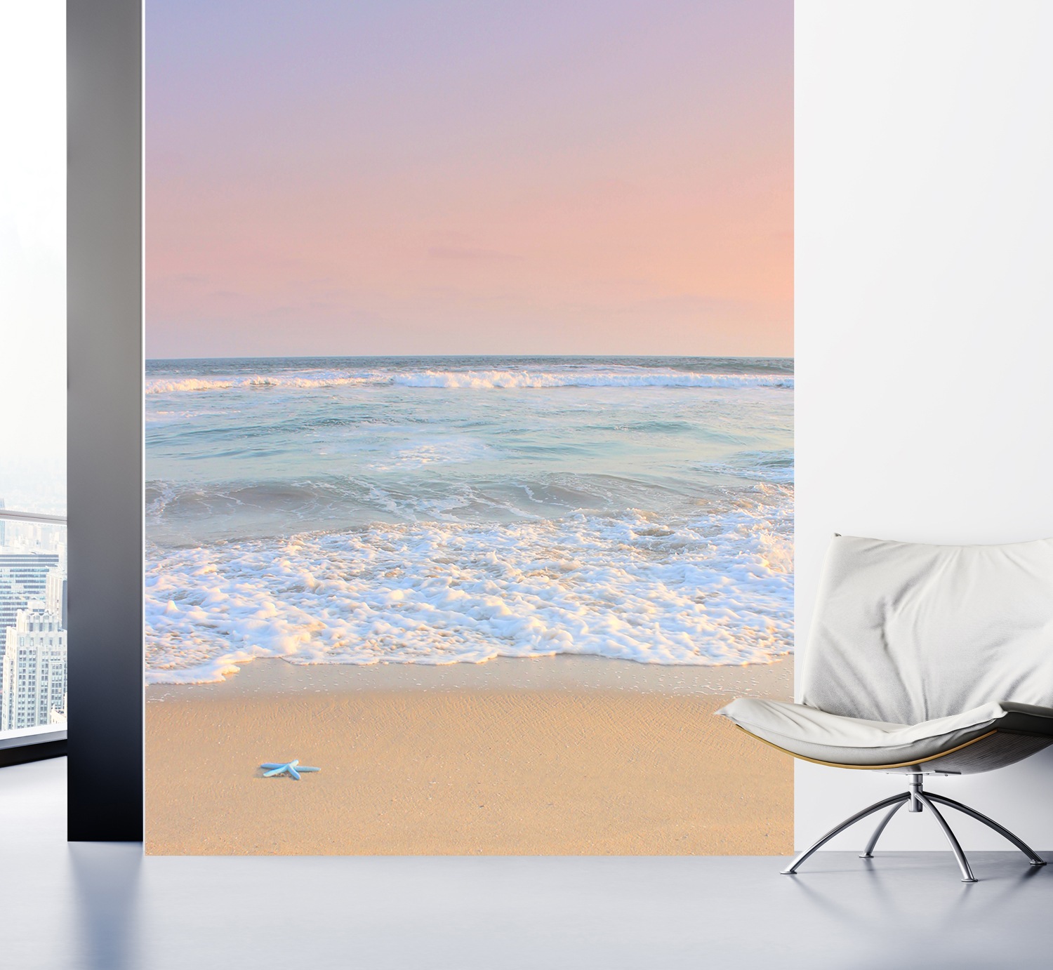 queence Fototapete »Seestern«, bedruckt-Meer-Motiv-realistisch, Wandpaneele, selbstklebend, Tapete, Sticker, Wanddeko, XXL-Fotomotiv