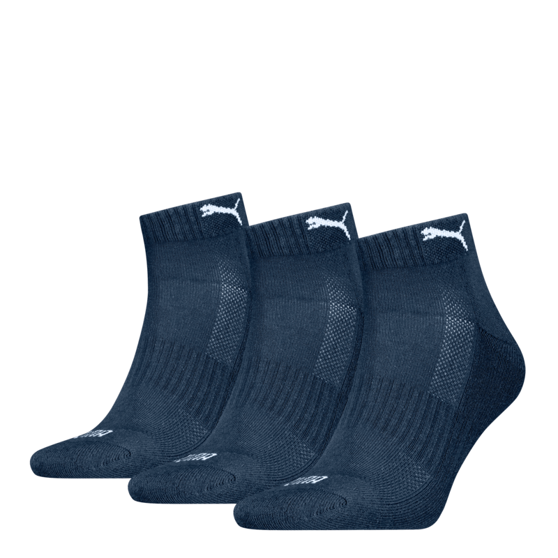 PUMA Kurzsocken »UNISEX CUSHIONED QUARTER 3P« 3 Paar, 3 Paar tlg. mit eingestricktem Logo im Bund navy 43-46 43-46 Herrensocken von Puma