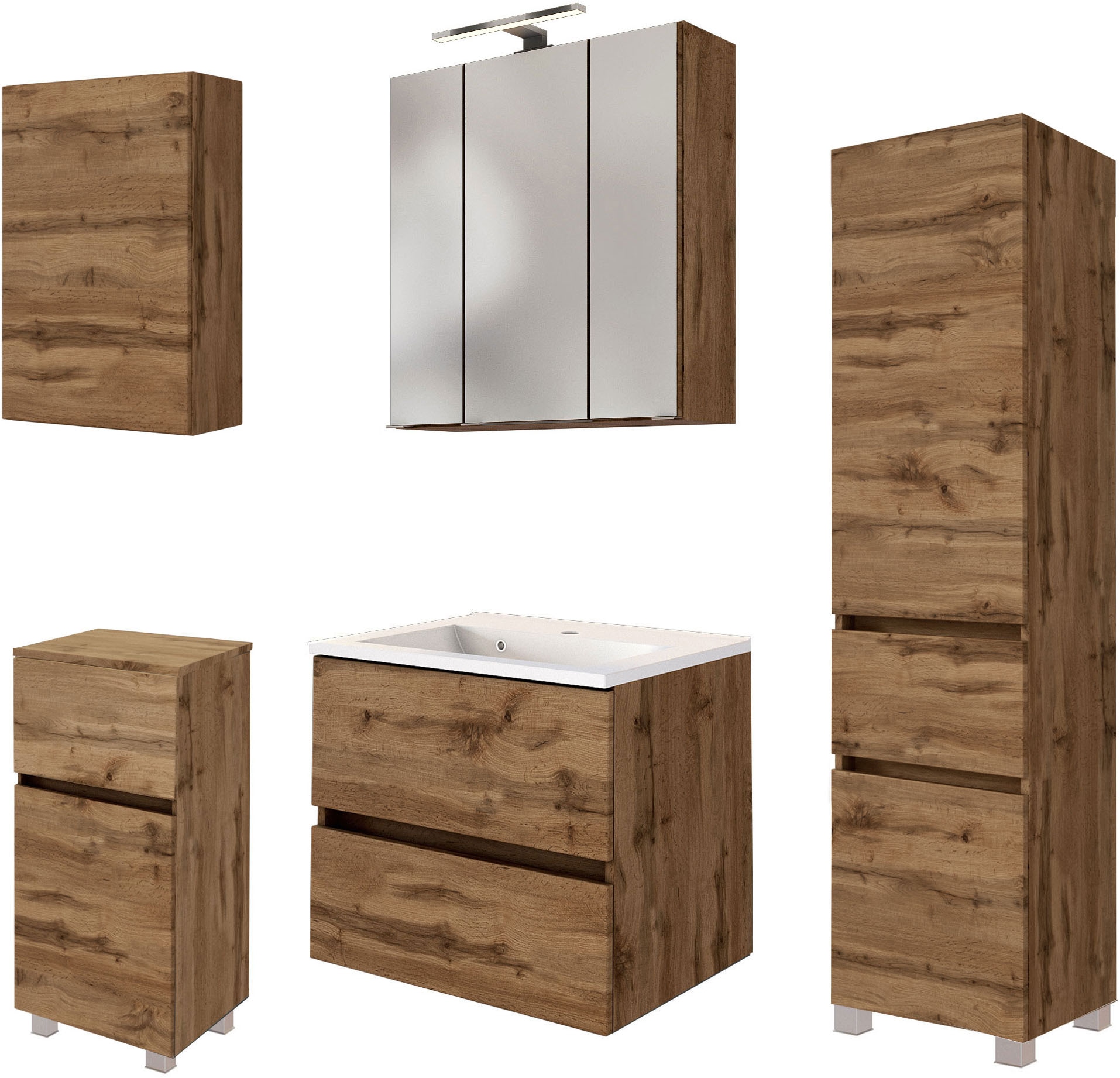 welltime Badmöbel-Set »Welltime Möbel Baabe Waschtisch-Set 3tlg. oder 5tlg. günstig online kaufen