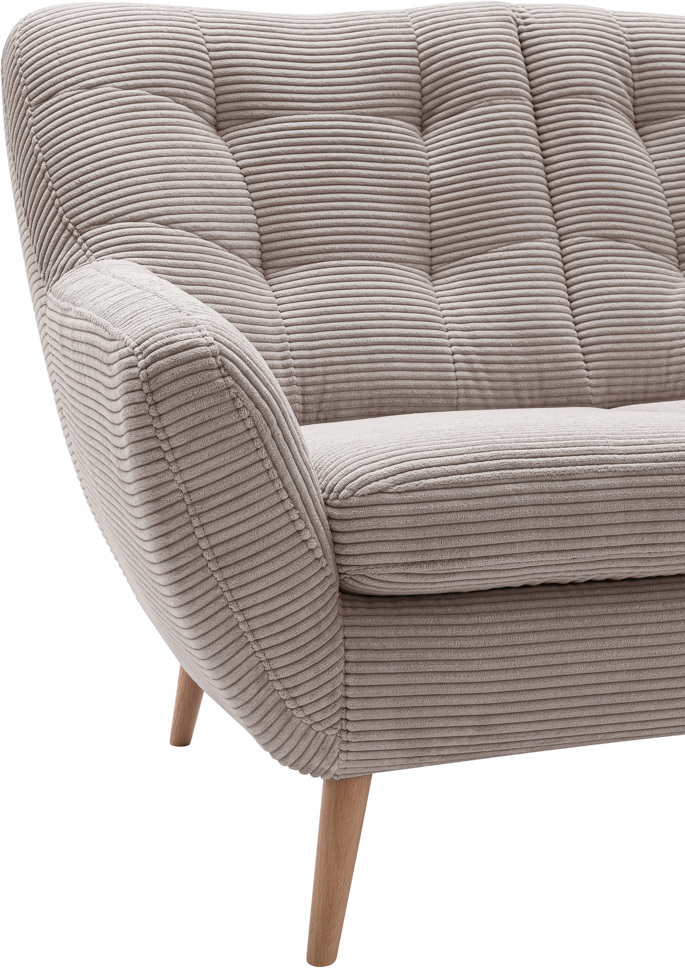 exxpo - sofa fashion 3-Sitzer »Scandi, bequem, aufwendige Rückenpolsterung für mehr Sitzkomfort«, aktuelle Farben in hochwertigen Bezugsqualitäten, Holzfuß